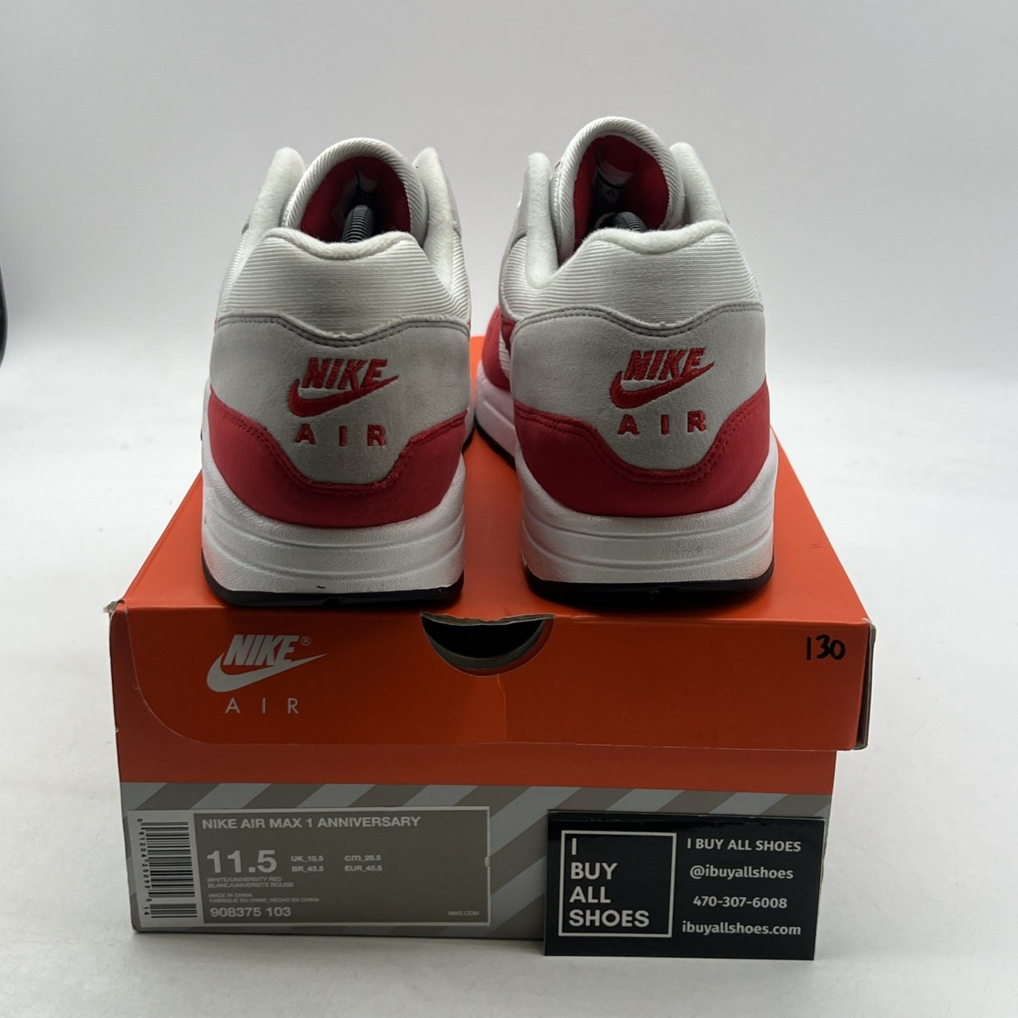 Size 11.5 - Nike Air Max 1 OG Anniversary 2017 Re-Release Red (908375-103)