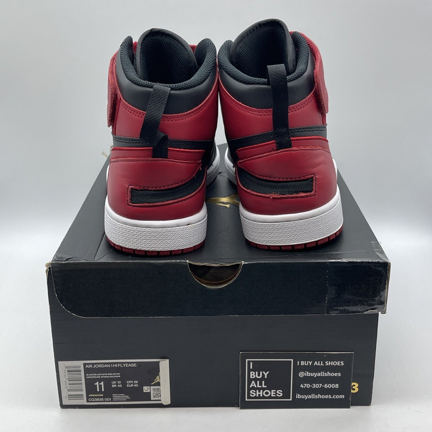 Size 11 - Air Jordan 1 FlyEase High Black Toe White Leather (CQ3835-001)