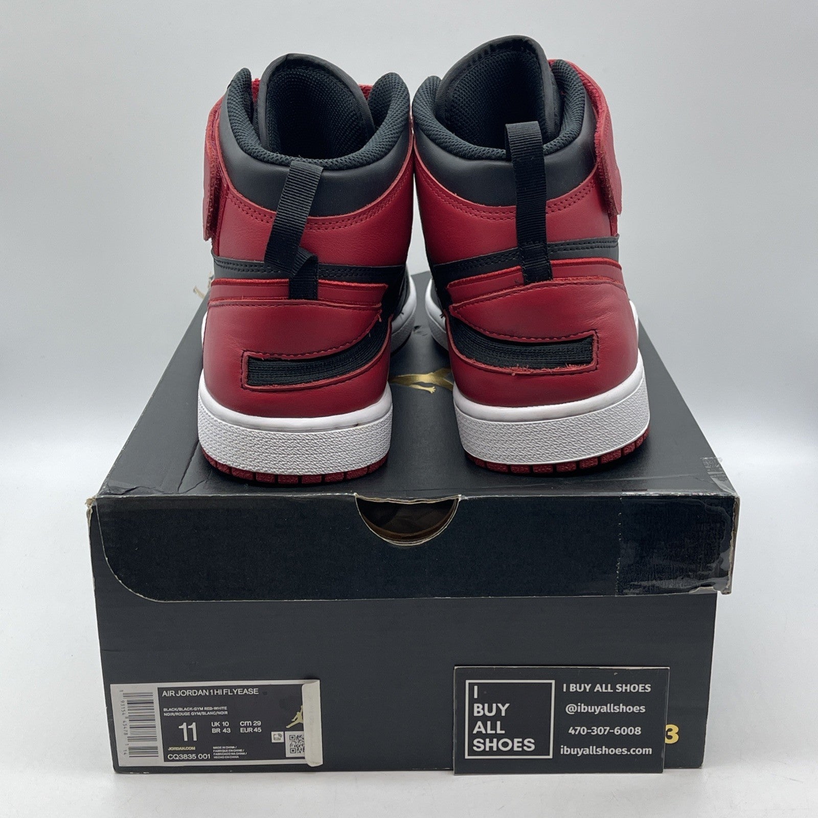Size 11 - Air Jordan 1 FlyEase High Black Toe White Leather (CQ3835-001)