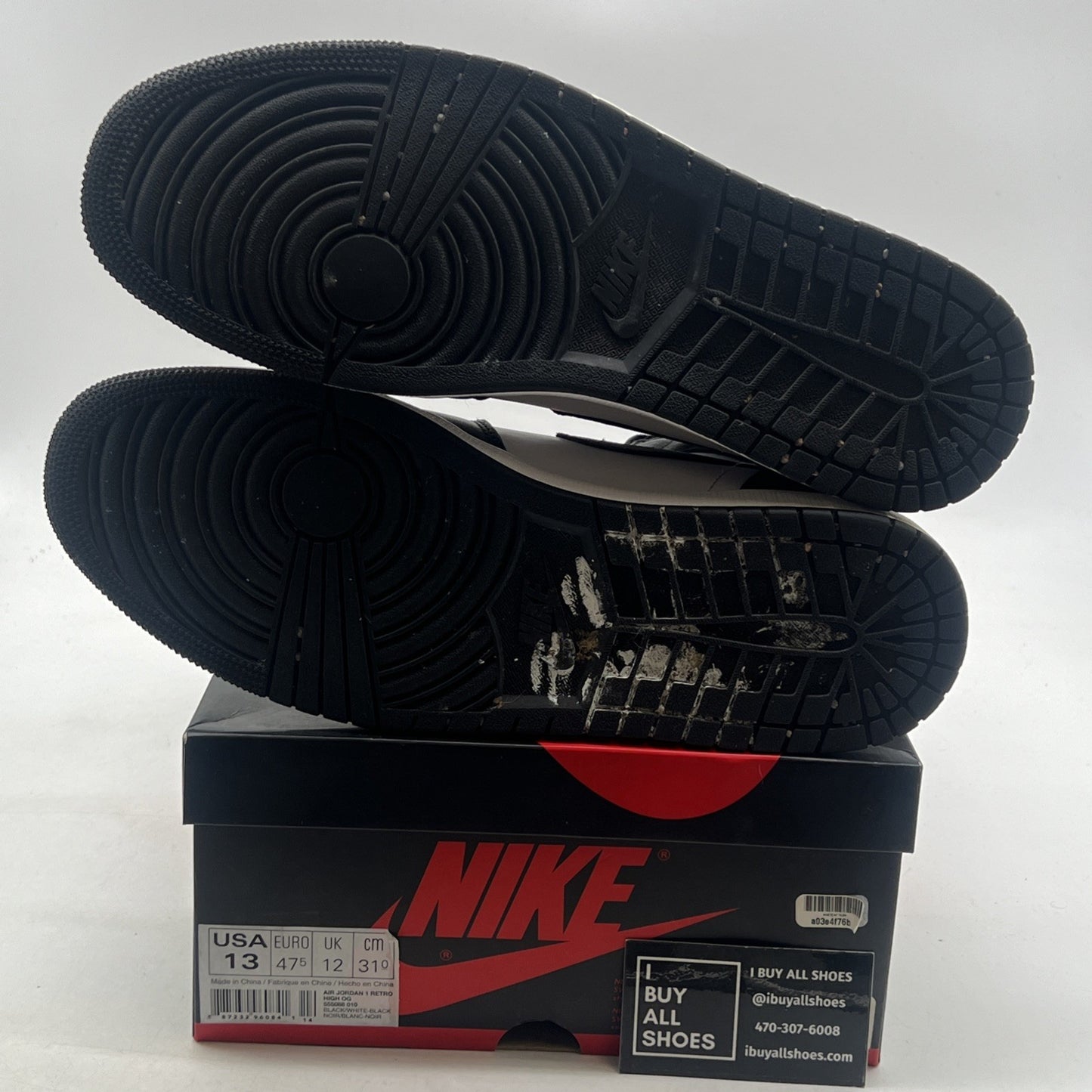 Size 13 - Air Jordan 1 Retro OG 2014 High Black White (555088-010)