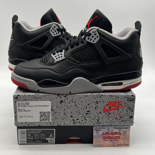 Size 13 - Air Jordan 4 Retro Bred Reimagined Black White Red (FV5029-006)