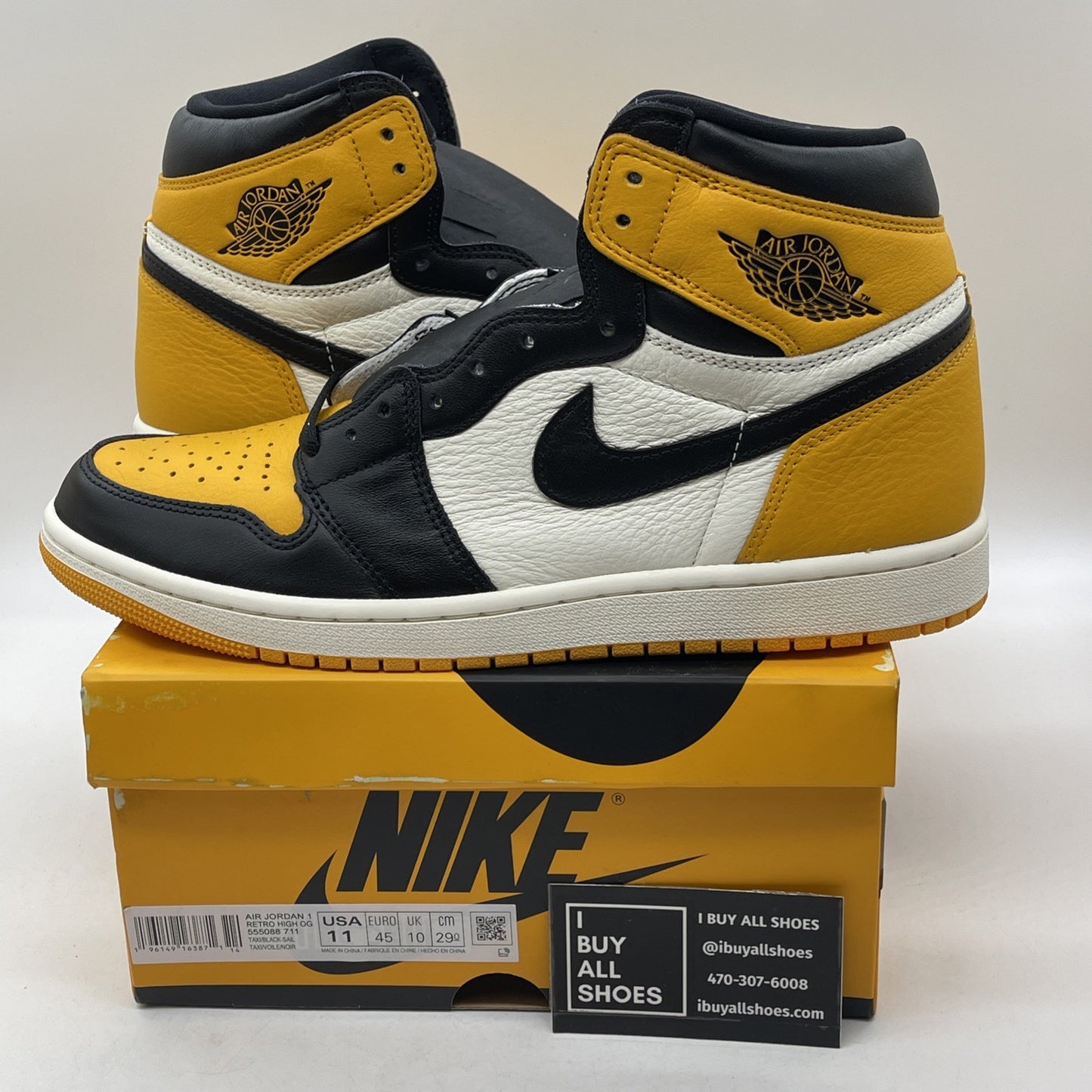 Size 11 - Air Jordan 1 Retro OG High Yellow Toe Black White (555088-711)