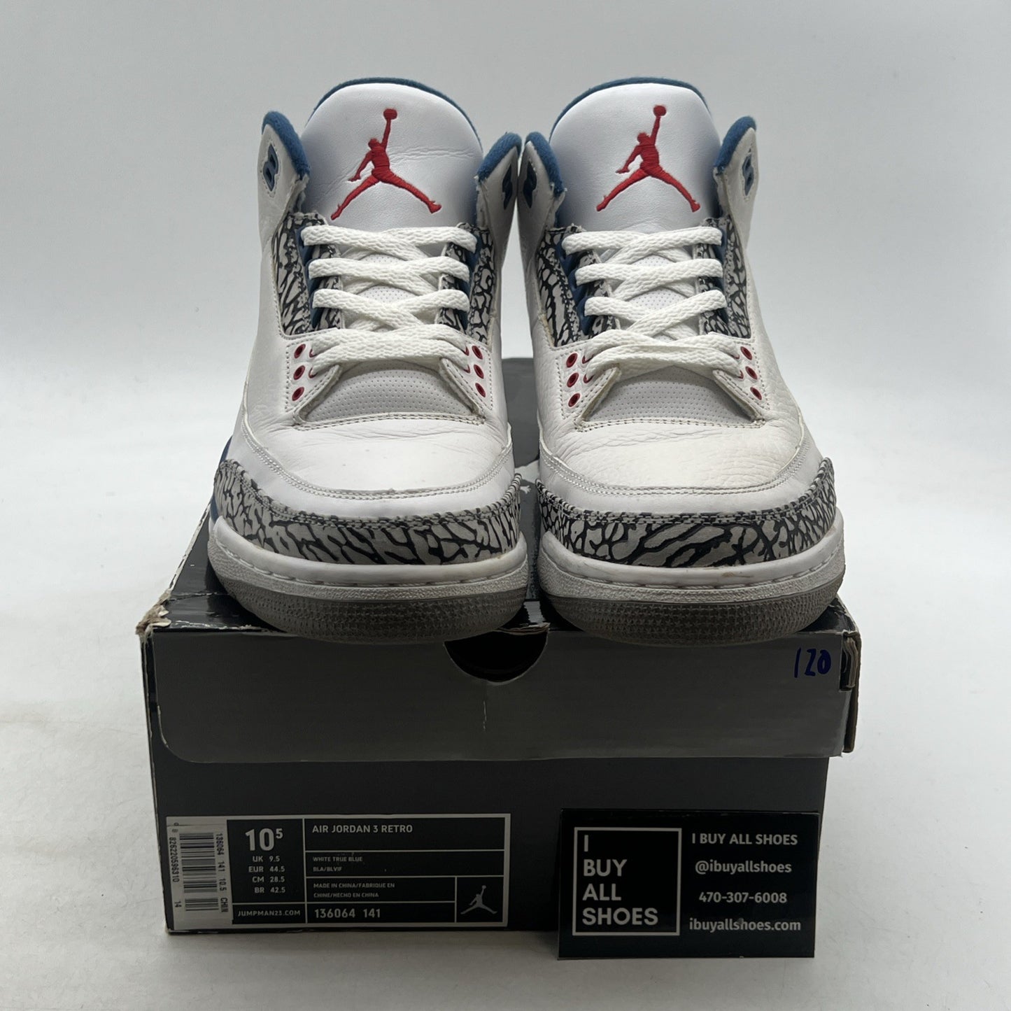 Size 10.5 - Air Jordan 3 Retro 2001 True Blue (136064-141)