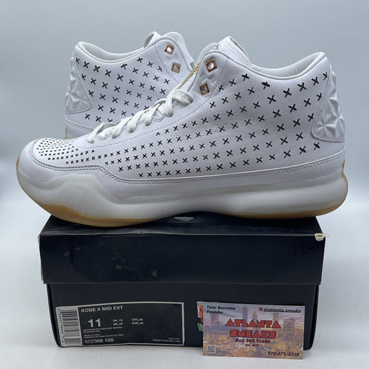 Size 11 - Nike Kobe 10 EXT Mid White Gum Gold Leather (802366-100)