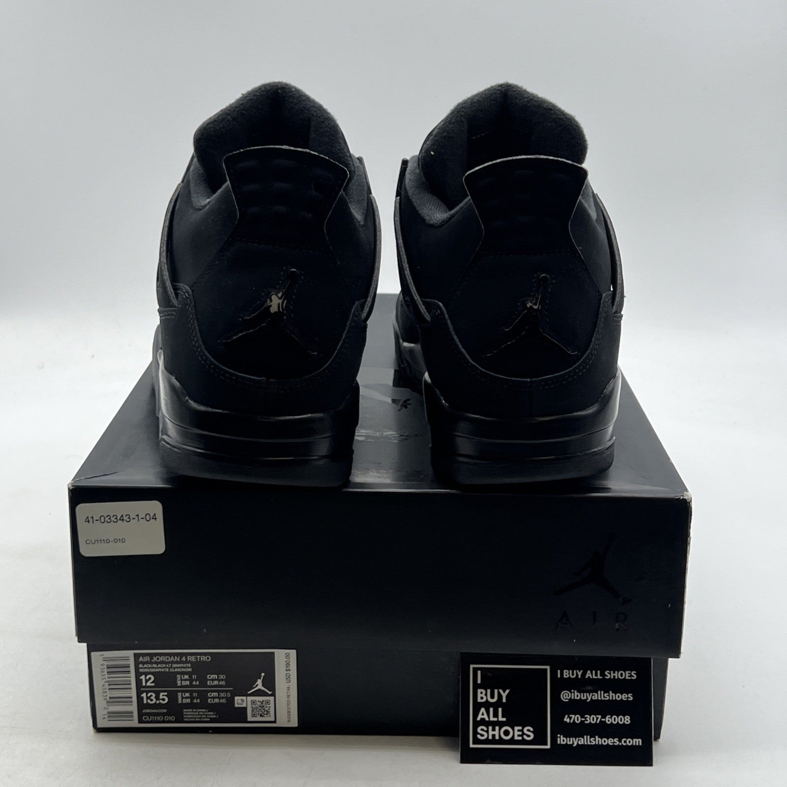 Size 12 - Air Jordan 4 Retro Mid Black Cat (CU1110-010)