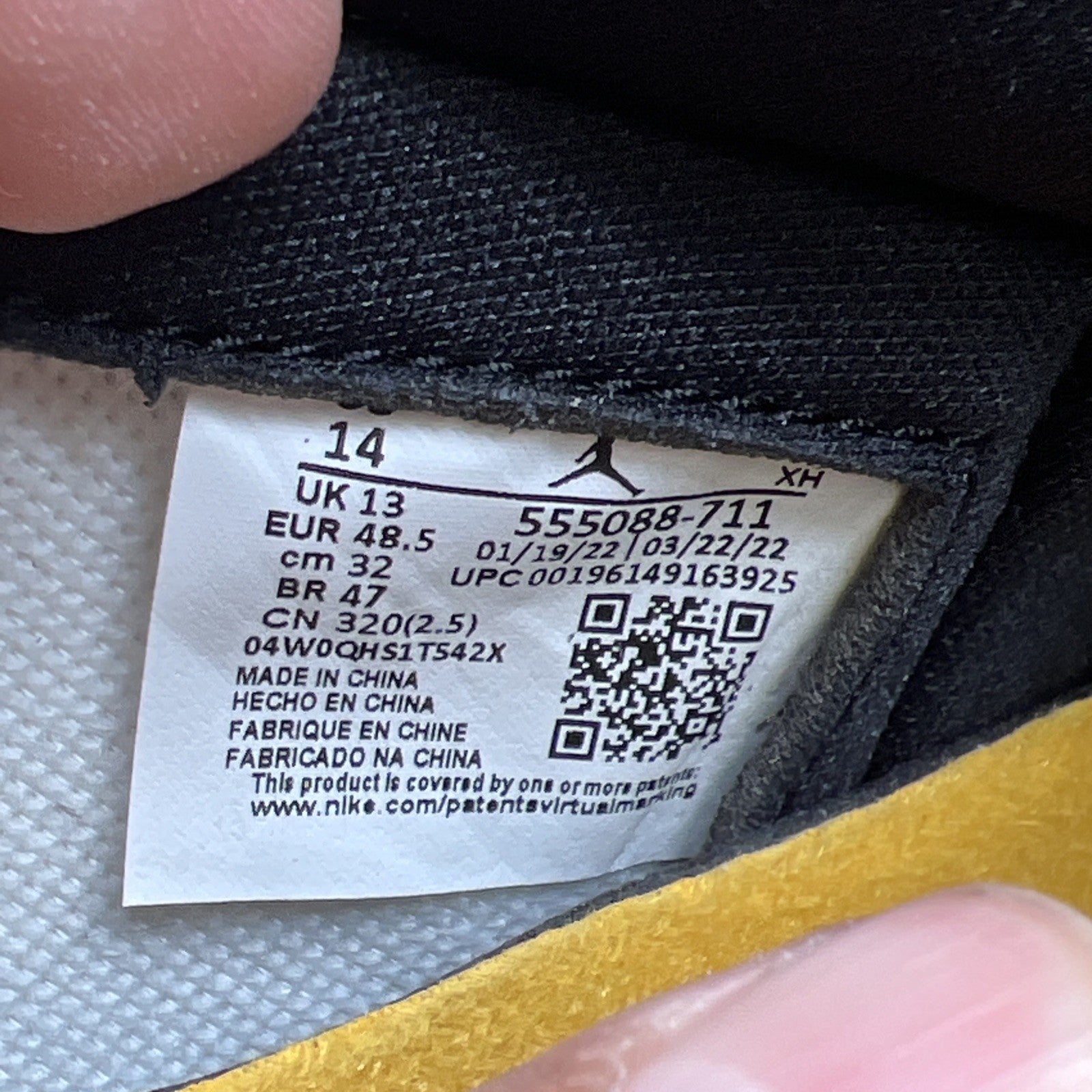 Size 14 - Air Jordan 1 Retro OG High Yellow Toe (555088-711)