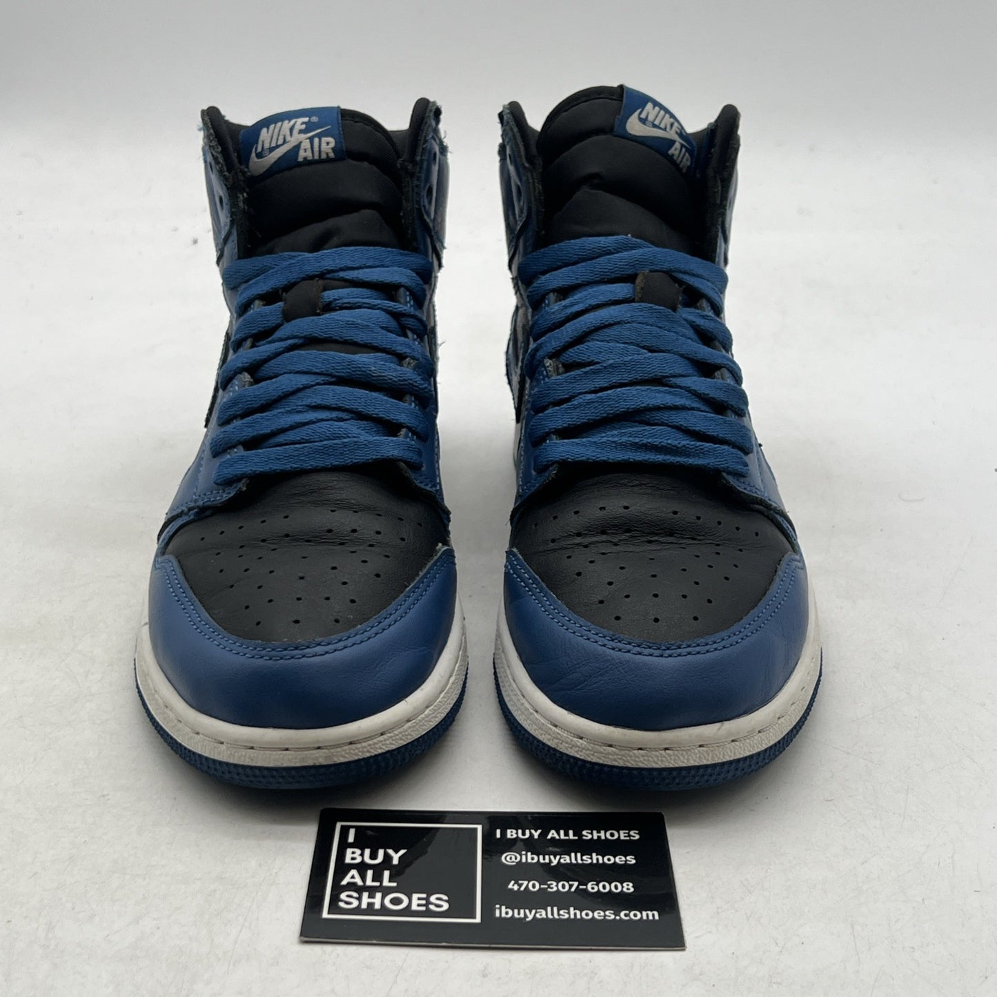 Size 7Y - Air Jordan 1 Retro OG High Dark Marina Blue (575441-404)