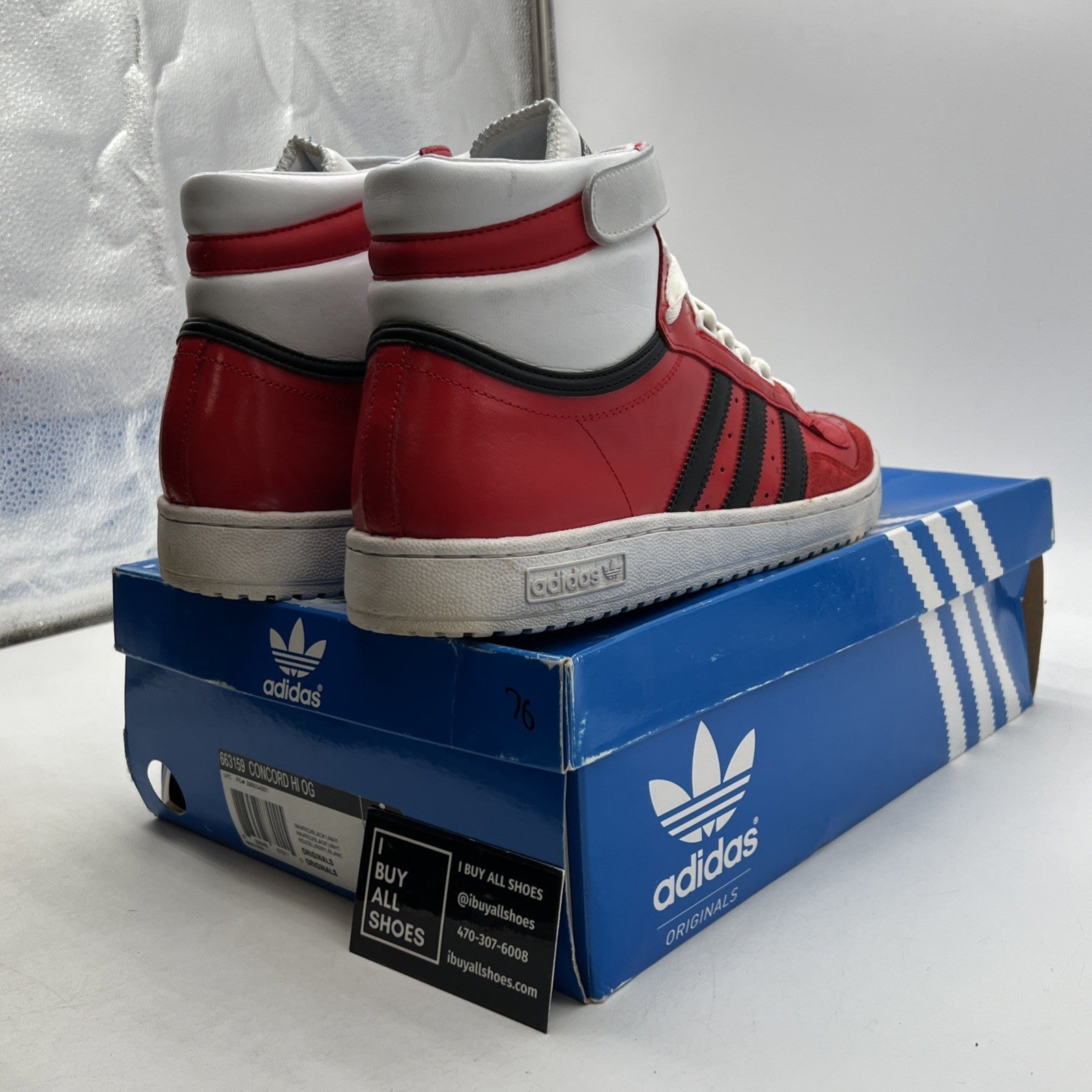 Size 11 - Adidas Concord Red Leather High Top Sneaker (663159)