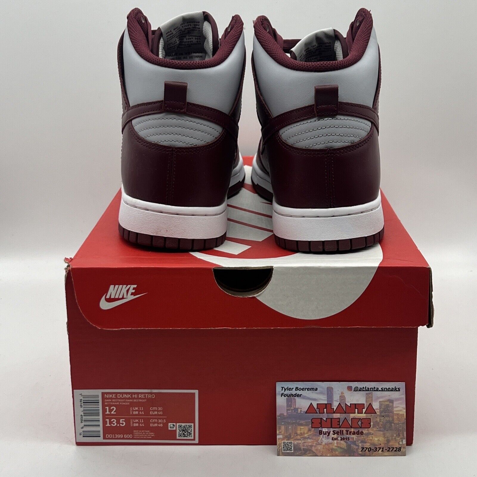 Size 12 - Nike Dunk High Dark Beetroot Brand New Og All Grey