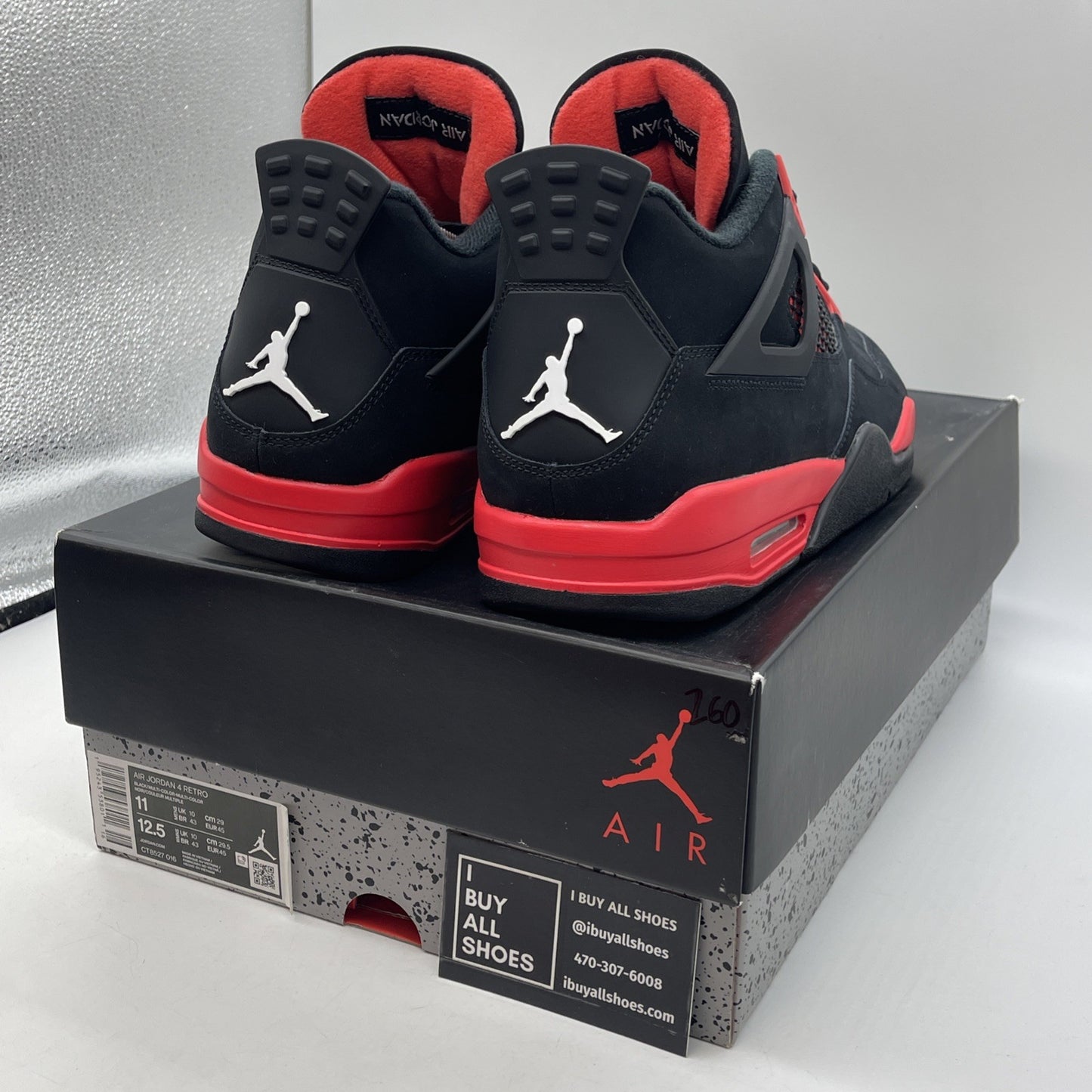 Size 11 - Jordan 4 Retro Mid Red Thunder White Black Suede (CT8527-016)