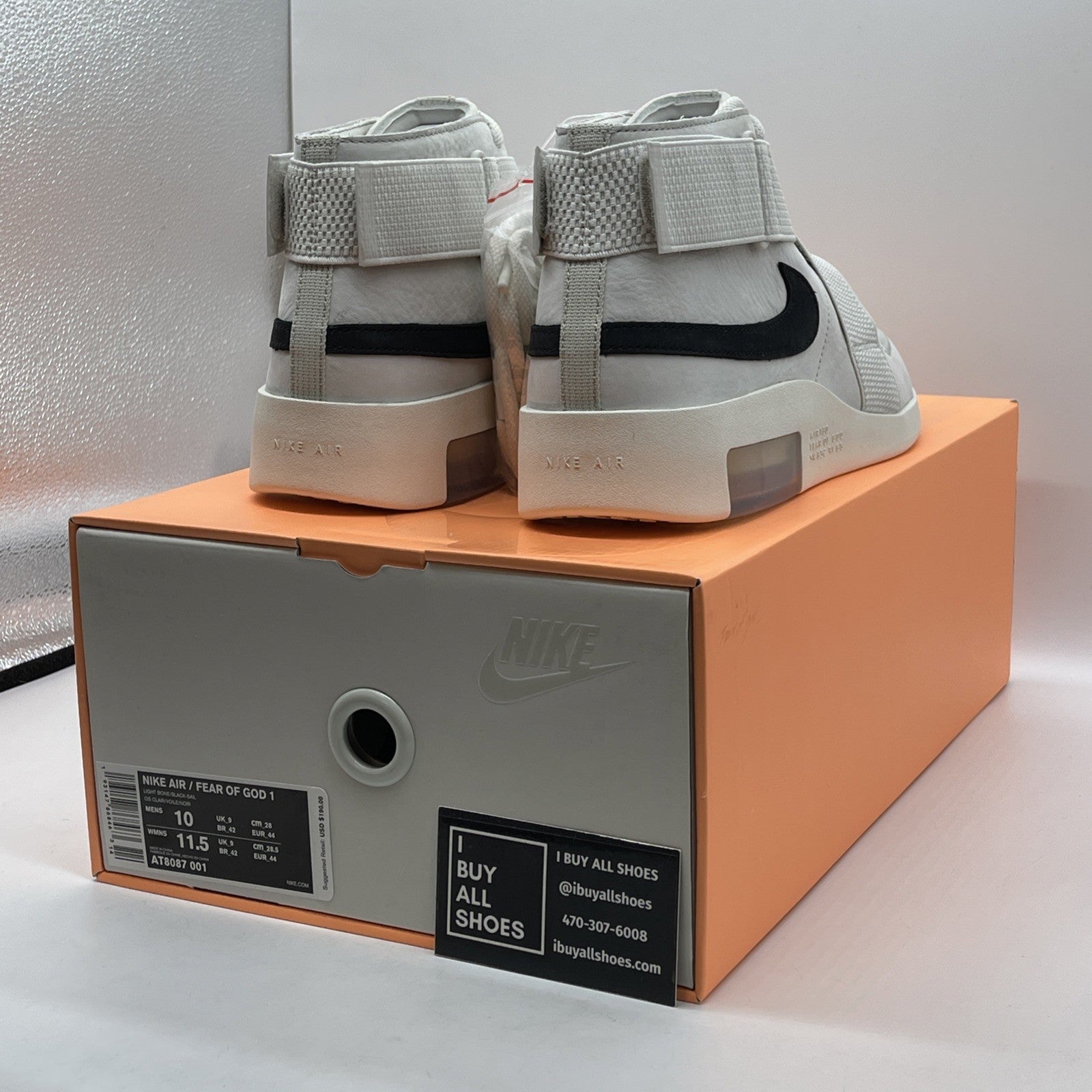 Size 10 - Nike Air Fear Of God Raid Light Bone Tan Black Suede (AT8087-001)