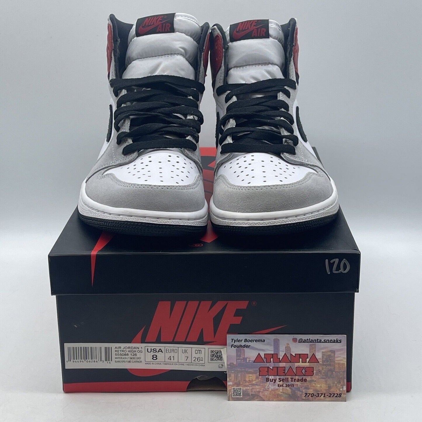 Size 8 - Jordan 1 Retro High OG Smoke Gray 2020 Red Black White (555088-126)