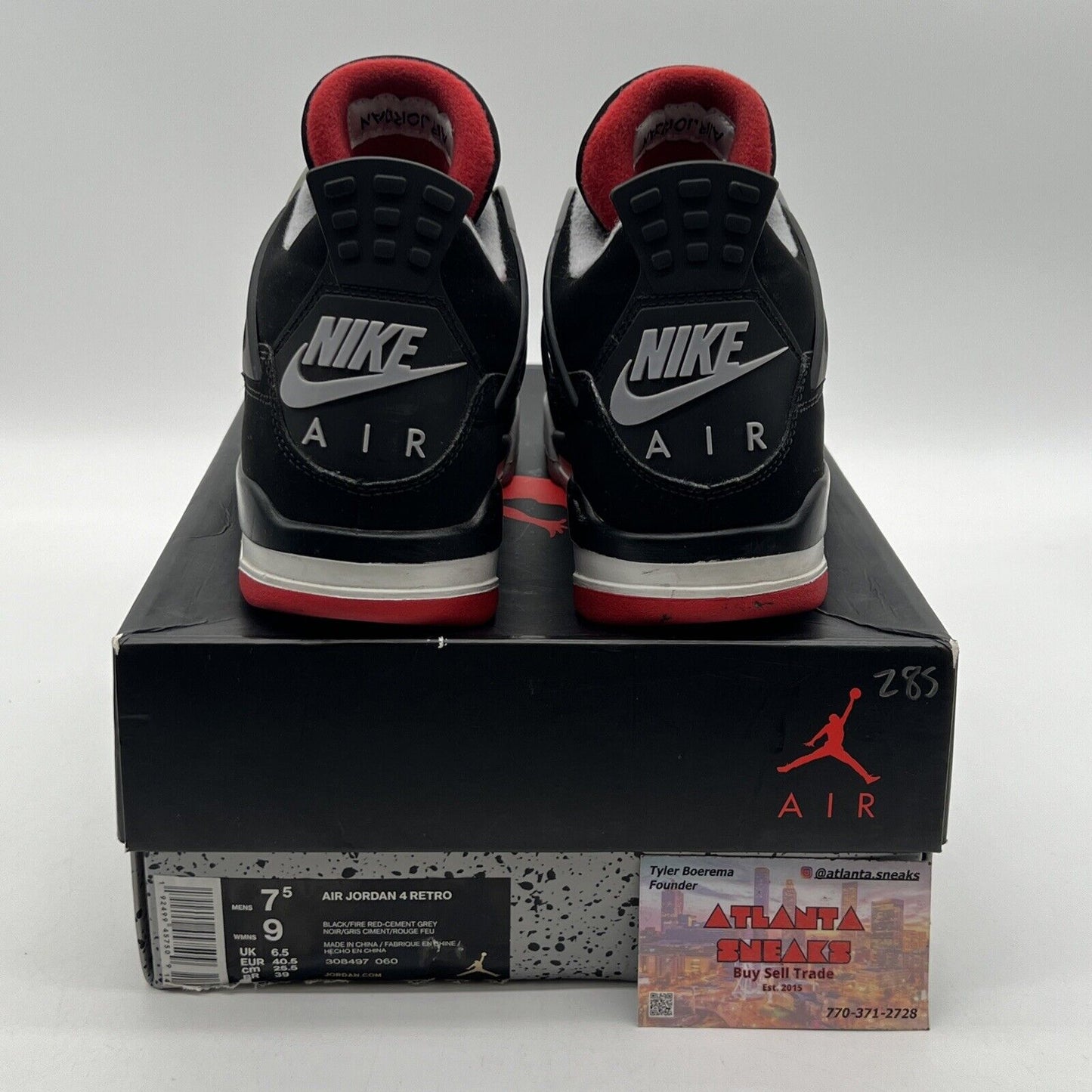 Size 7.5 - Jordan 4 Retro OG Mid Bred 2019 Grey Red Black Suede (308497-060)