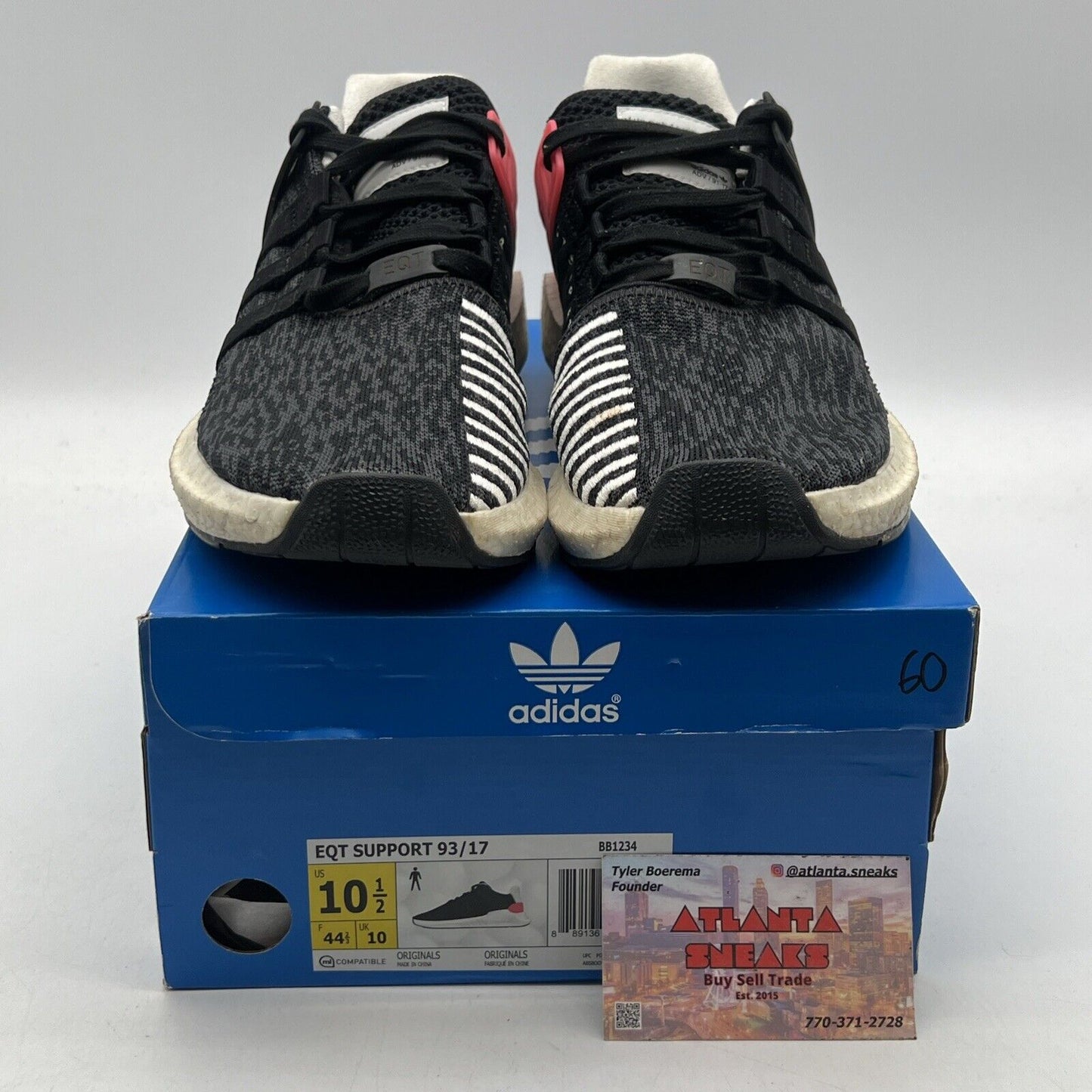 Size 10.5 - Adidas EQT Support 93/17 Core Black Turbo Red (BB1234)