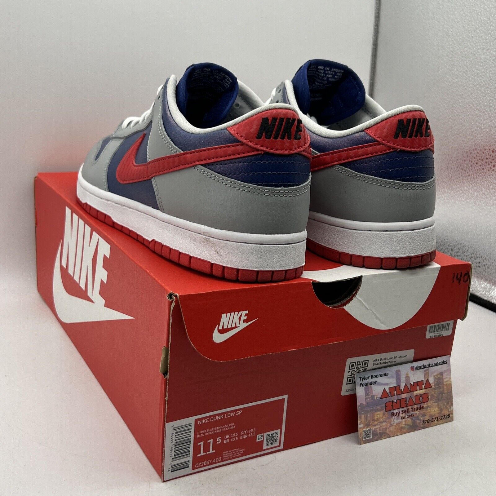 Size 11.5 - Nike Dunk Retro 2020 Low Samba Red Navy Grey Leather (CZ2667-400)