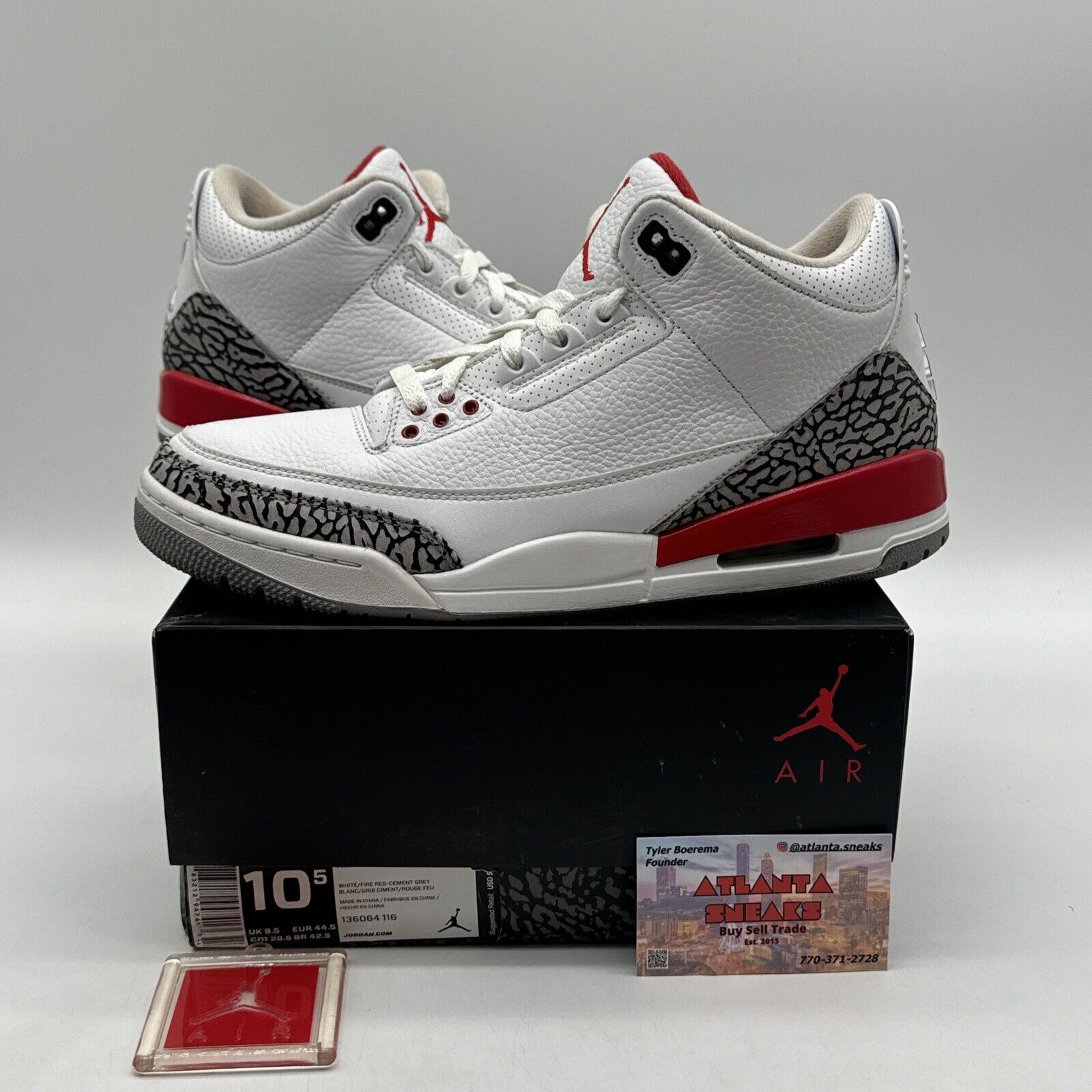 Size 10.5 - Jordan 3 Retro Hall of Fame 2018 Katrina43: Elephant White Tumbled