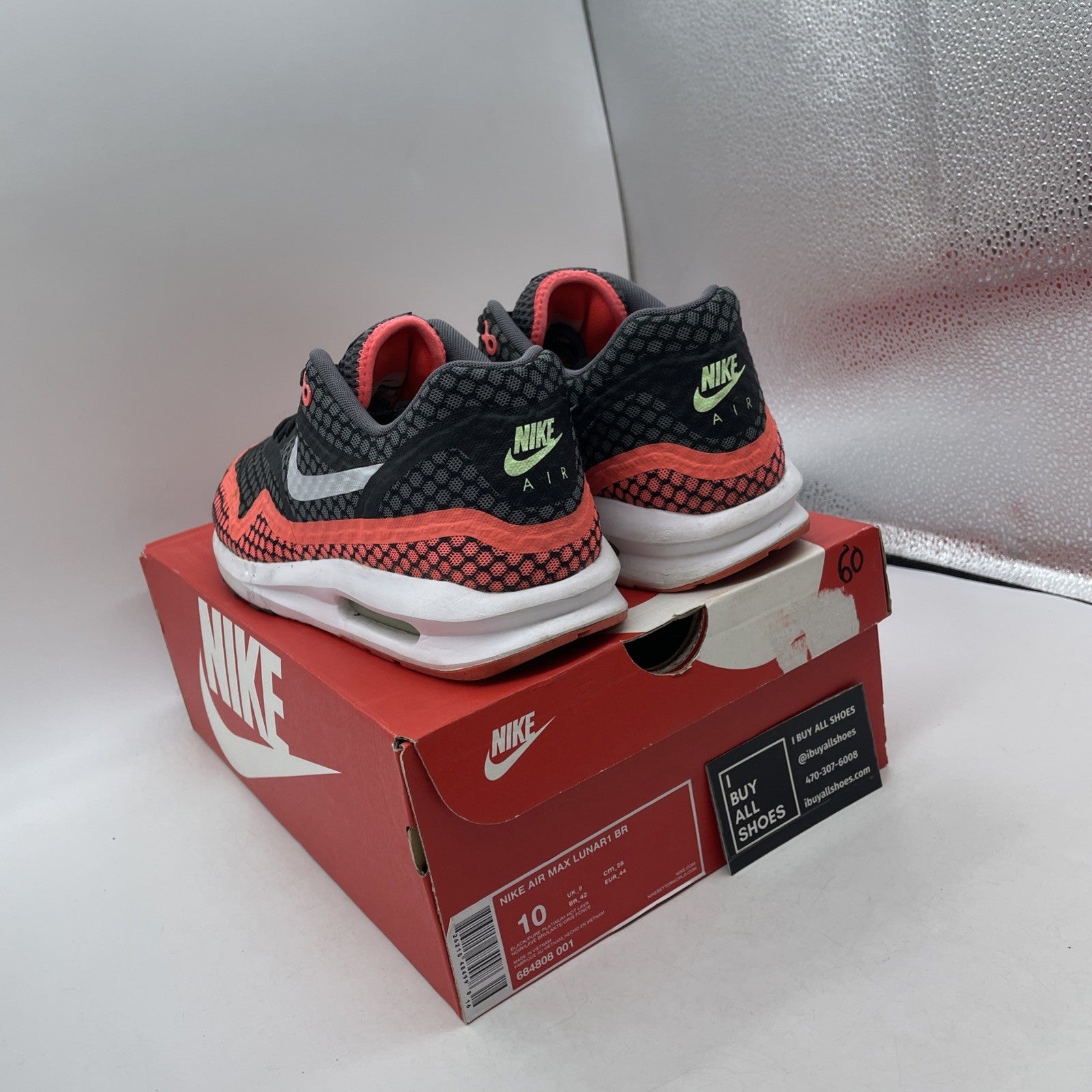 Size 10 - Nike Air Max Lunar 1 BR Black Lava 2015 (684808-001)