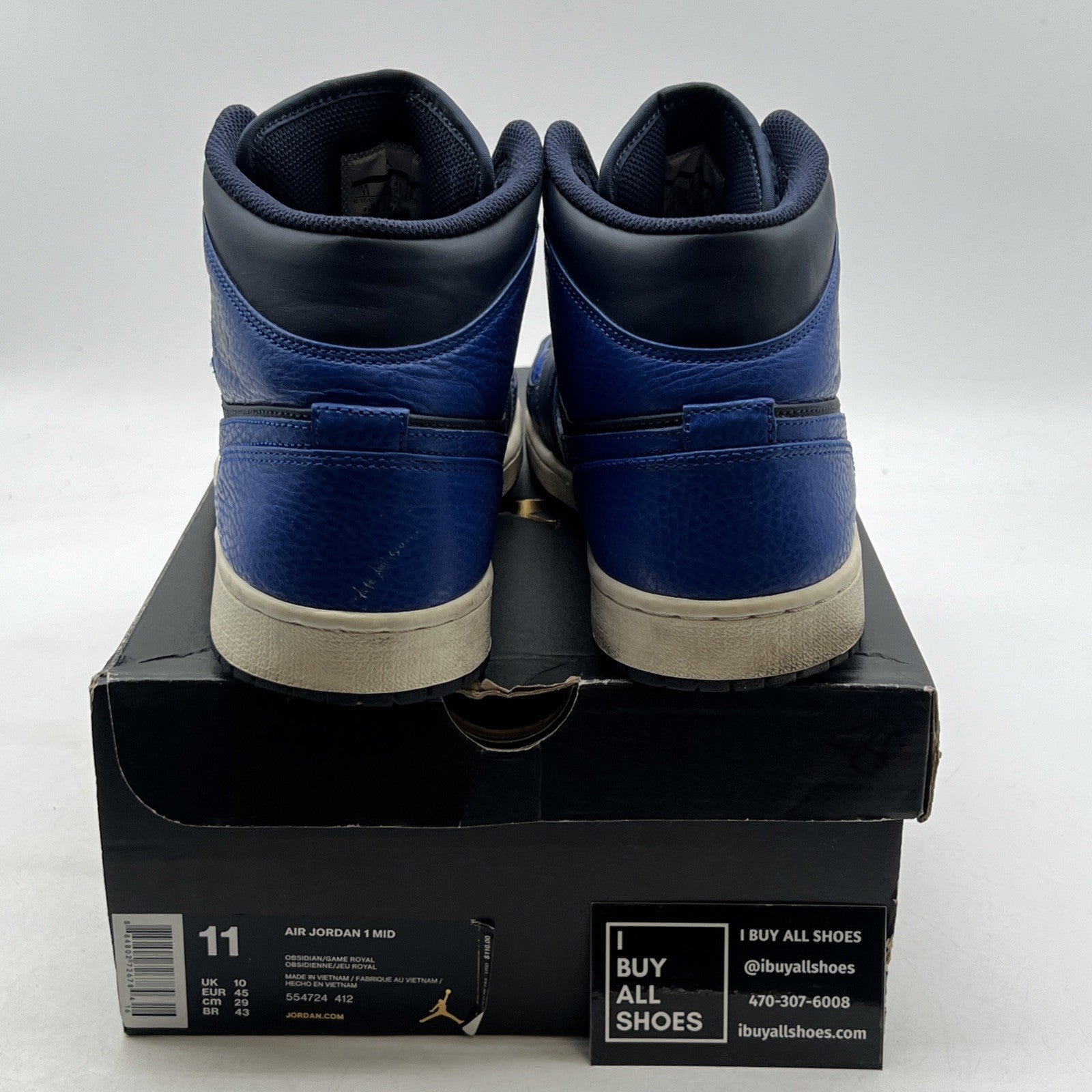 Size 11 - Air Jordan 1 Retro Mid Obsidian Royal (554724-412)