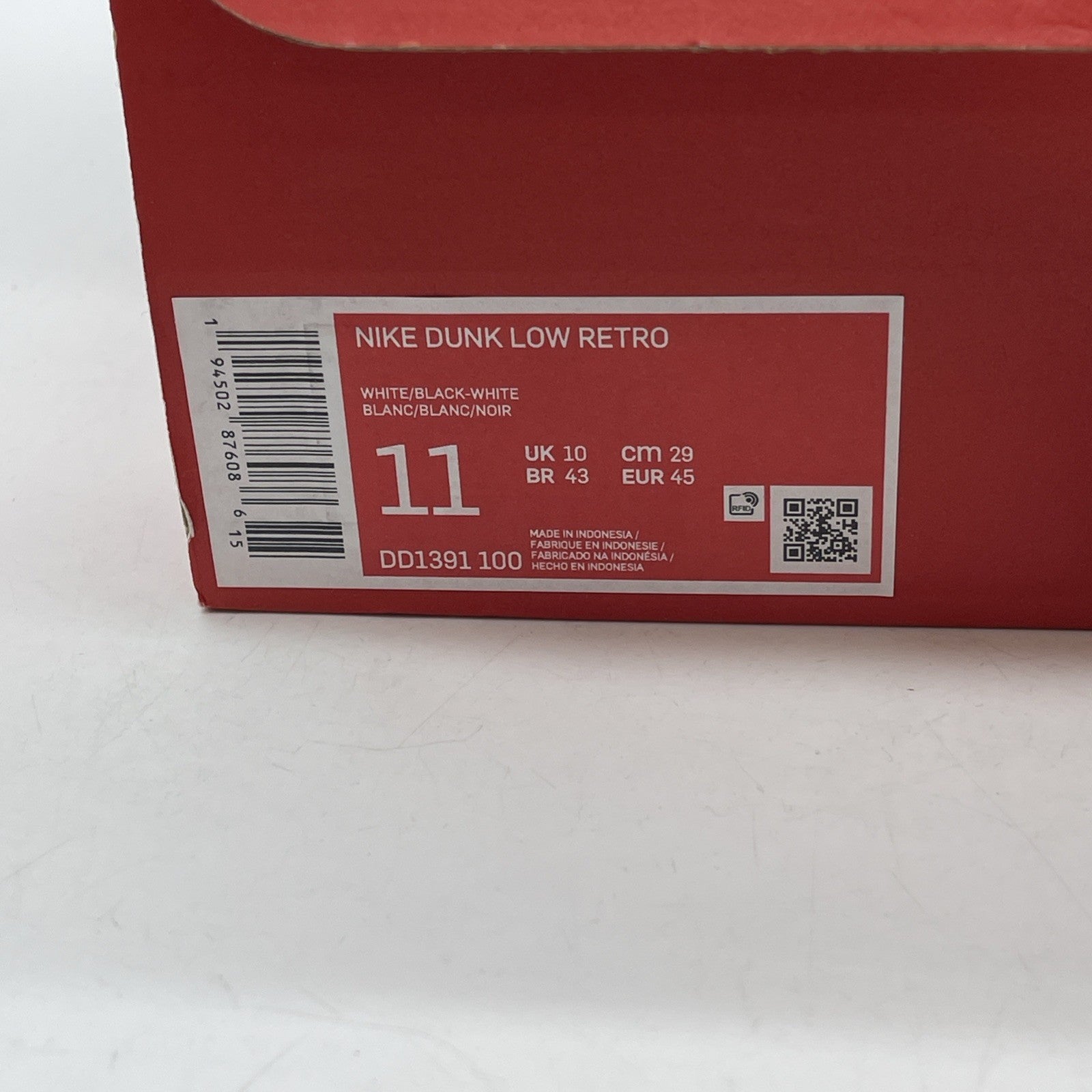 Size 11 - Nike Dunk Low Black White Leather (DD1391-100)