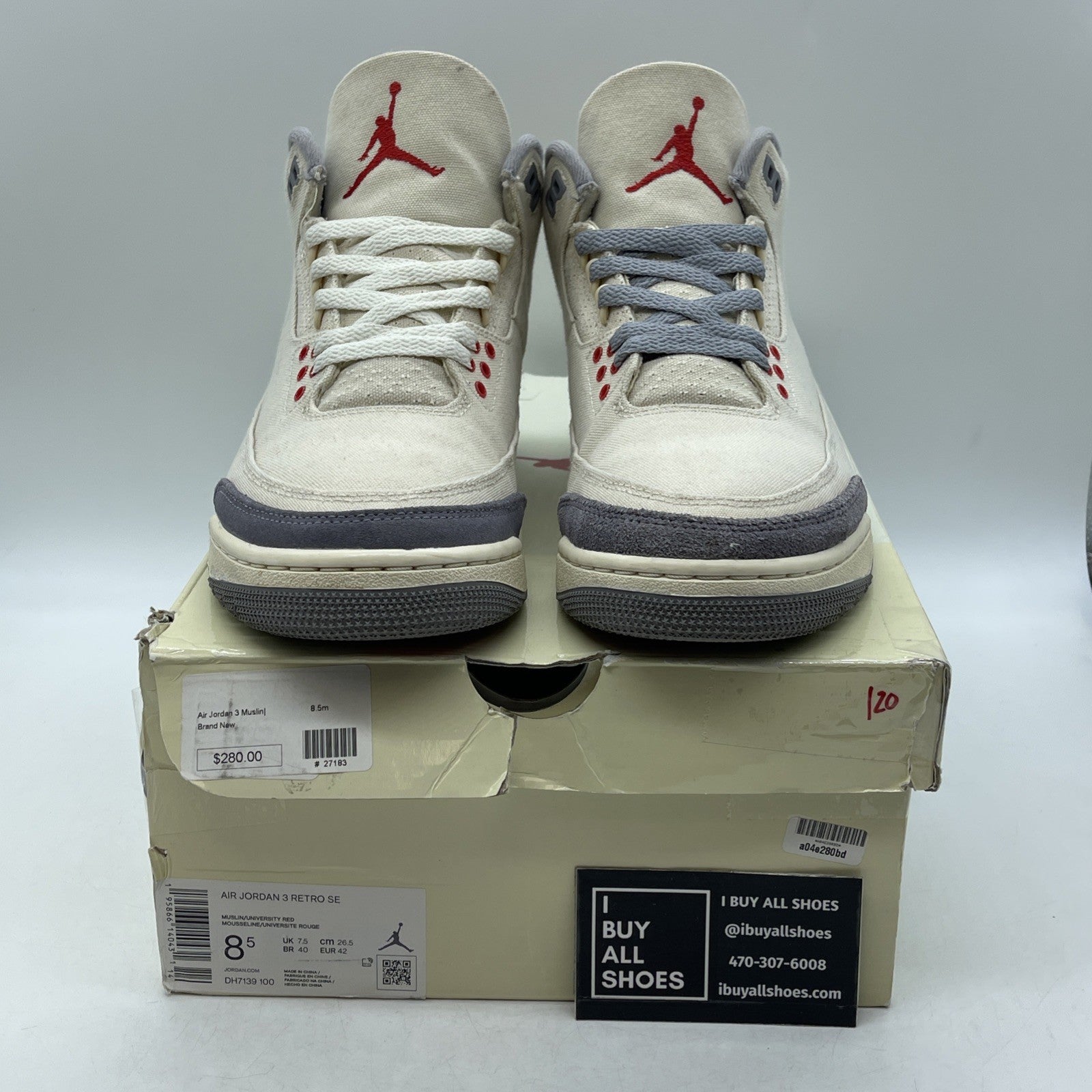 Size 8.5 - Air Jordan 3 Muslin (DH7139-100)