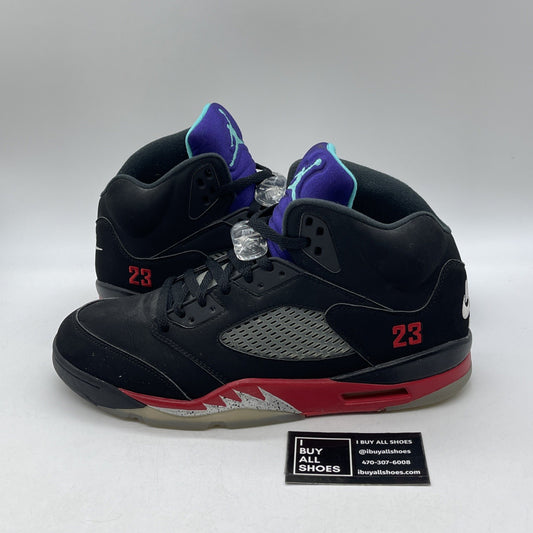 Size 11.5 - Jordan 5 Retro Top 3 Black 2020 Red Purple Suede (CZ1786-001)