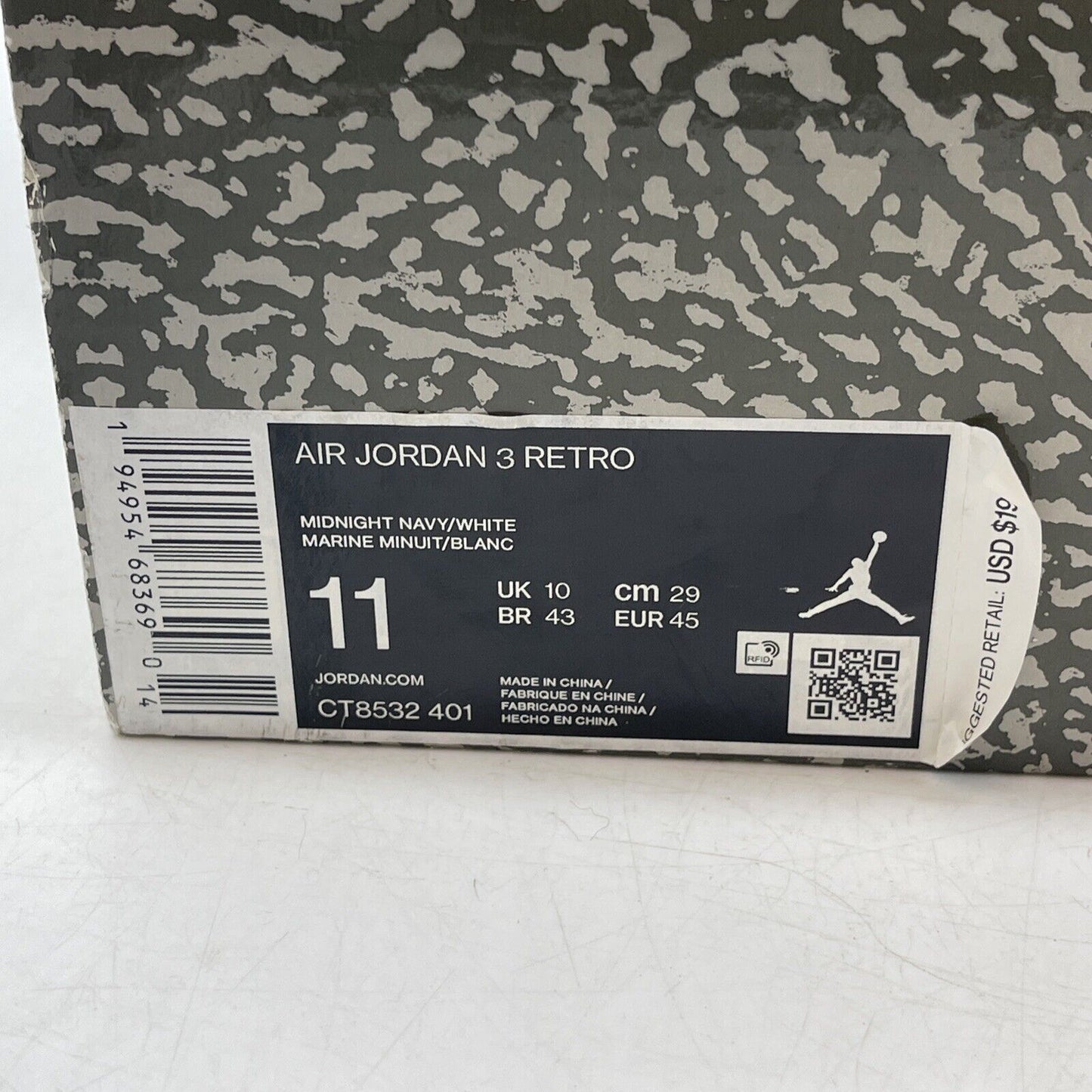 Size 11 - Jordan 3 Retro Blue Grey White Leather Suede (CT8532-401)