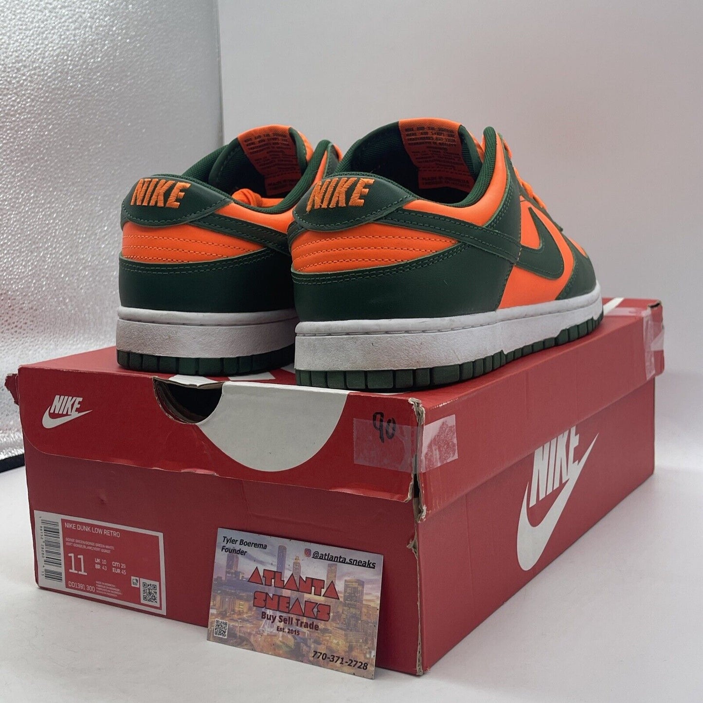 Size 11 - Nike Dunk Low Miami Hurricanes Green Orange Leather (DD1391-300)