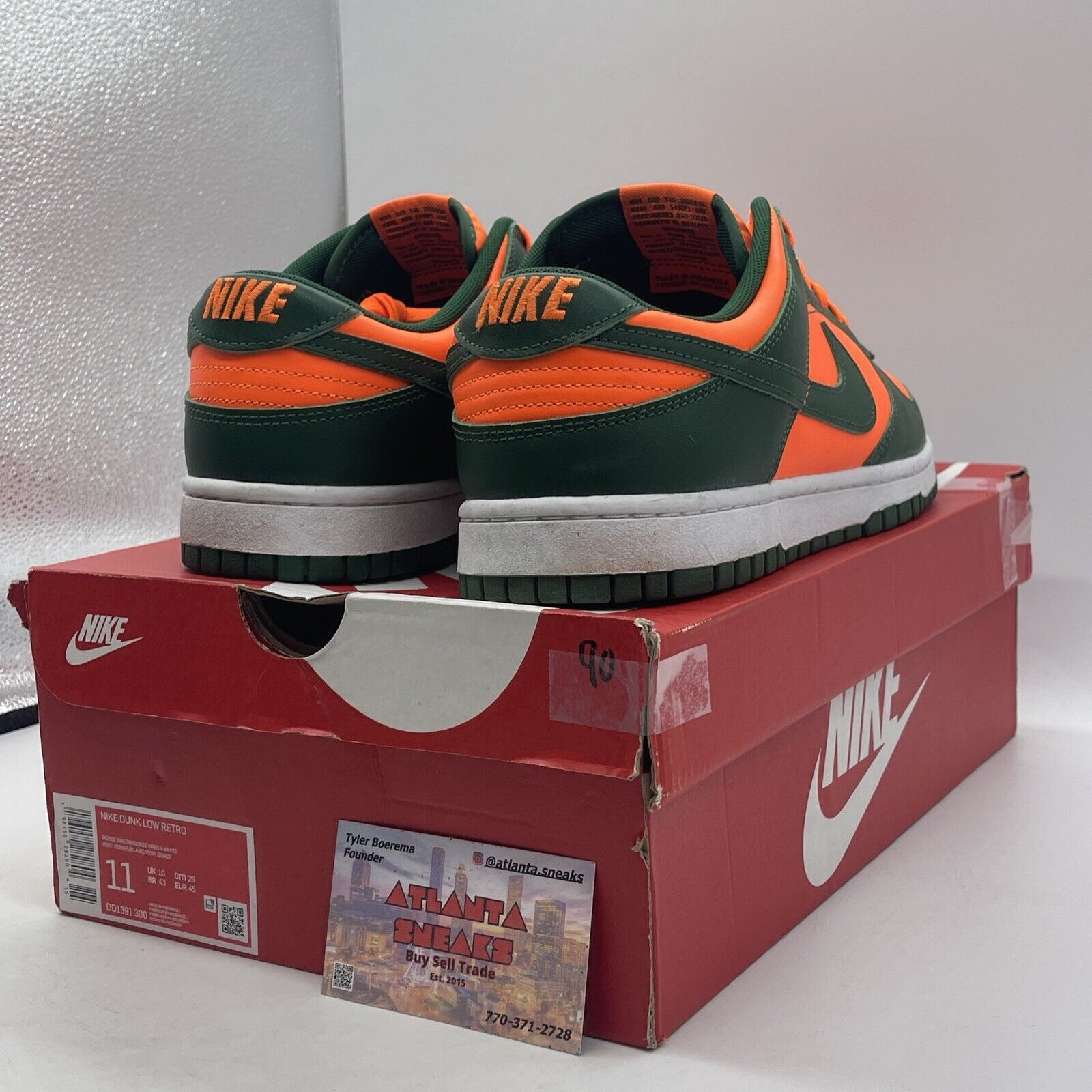 Size 11 - Nike Dunk Low Miami Hurricanes Green Orange Leather (DD1391-300)