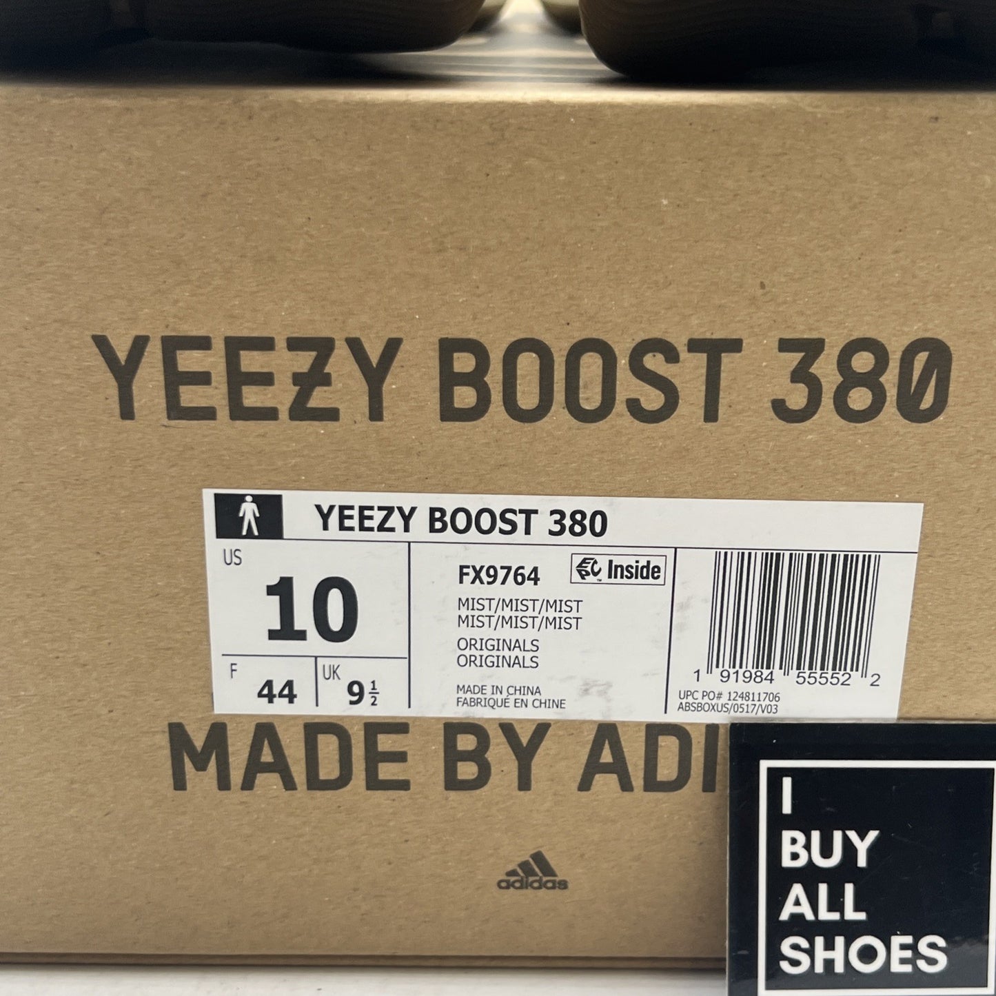 Size 10 - adidas Yeezy Boost 380 Mist Non-Reflective (FX9764)