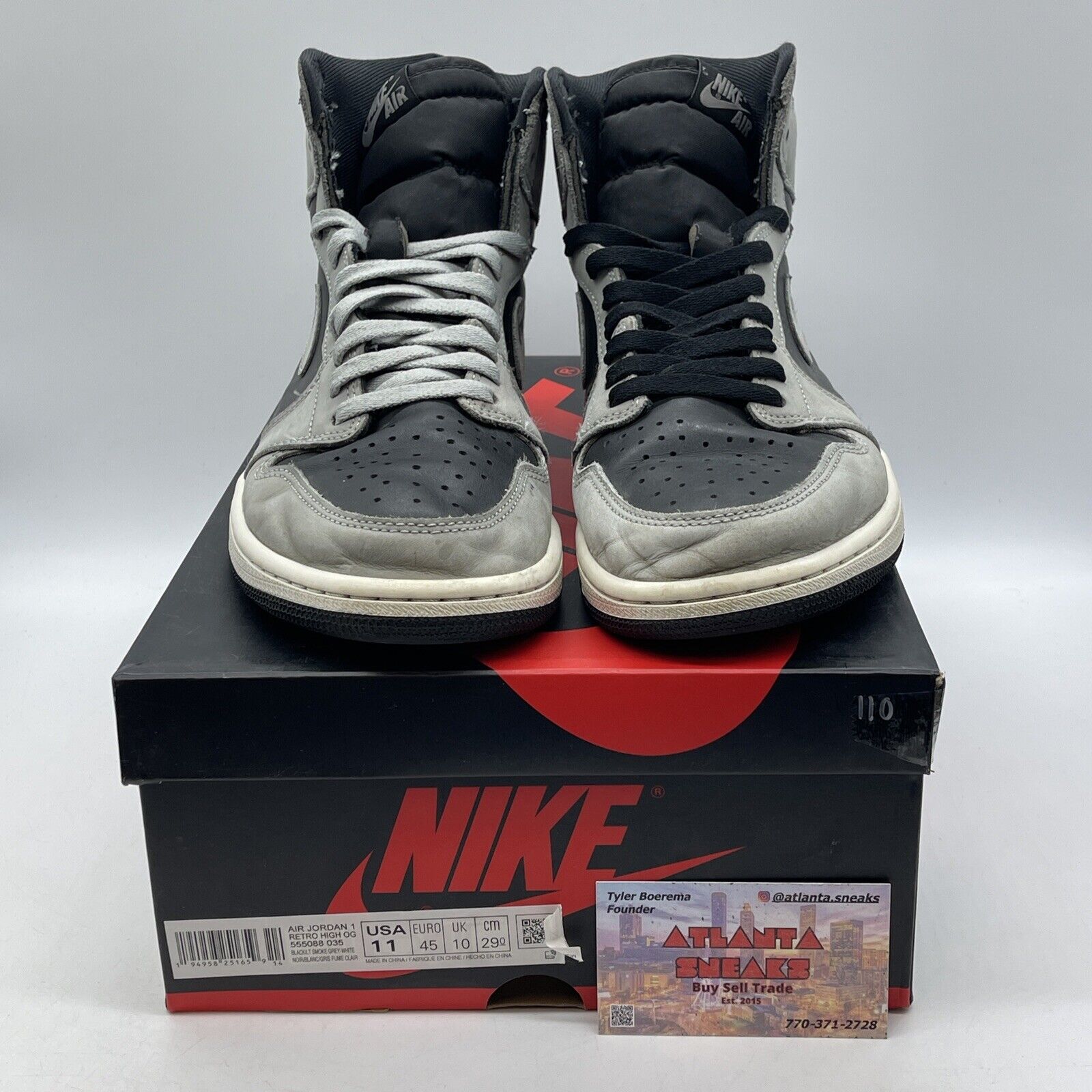 Size 11 - Jordan 1 Retro OG High Shadow 2.0 Black Grey Suede (555088-035)