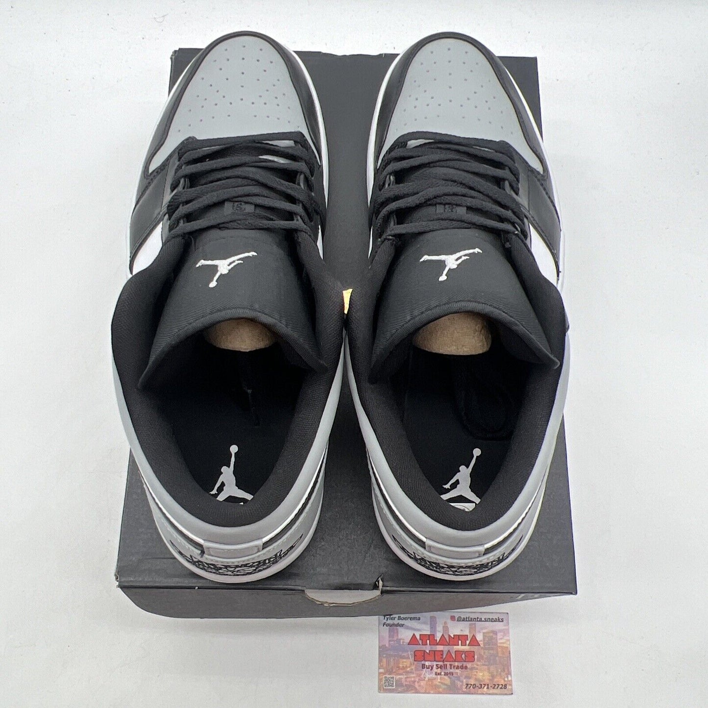 Size 13 - Jordan 1 Low Shadow Toe Black White Grey Leather (553558-052)