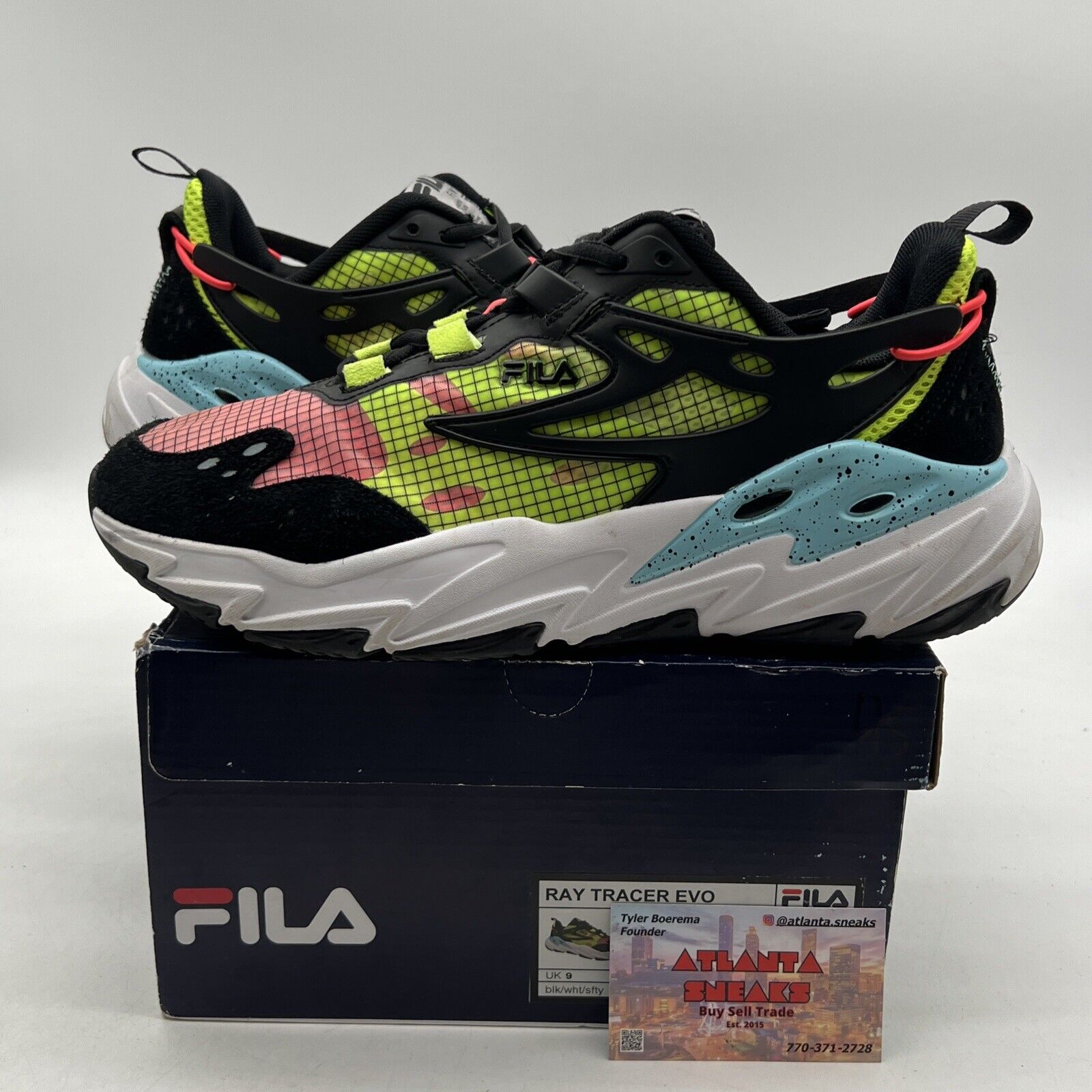 Size 10 - Fila Ray Tracer Evo Black Lime Pink Women’s  (1RM01681-016)