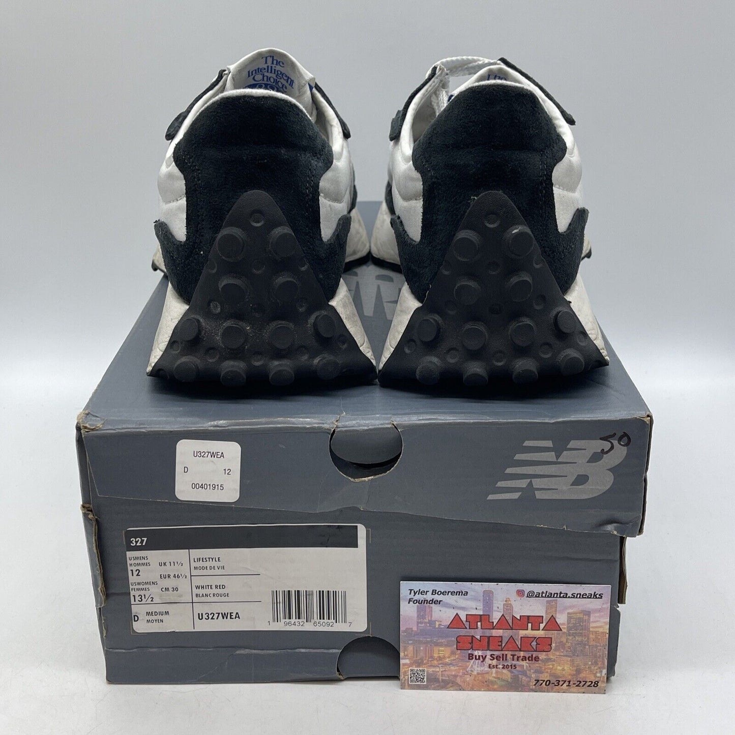 Size 12 - New Balance 327 Black White Red blue Suede Leather (U327WEA)