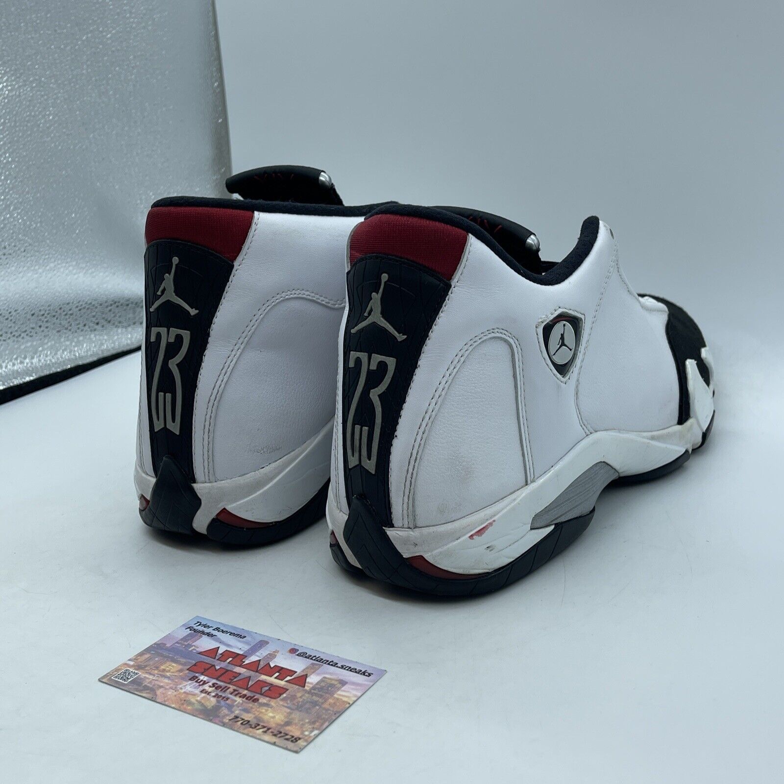 Size 11 - Air Jordan 14 Retro 2014 Black Toe White Red Leather (487471-102)