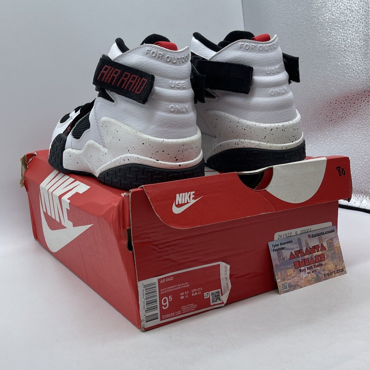 Size 9.5 - Nike Air Raid White Black Red Suede Leather (DD8559-100)