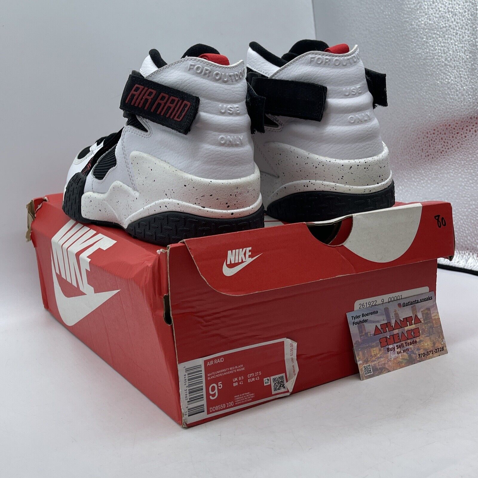 Size 9.5 - Nike Air Raid White Black Red Suede Leather (DD8559-100)