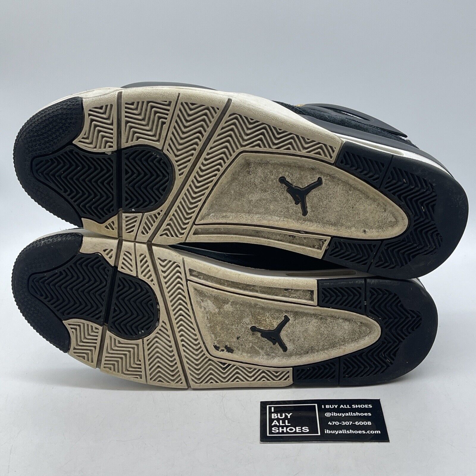 Size 13 - Jordan 4 Retro Royalty 2017 Black Gold Suede Leather (308497-032)