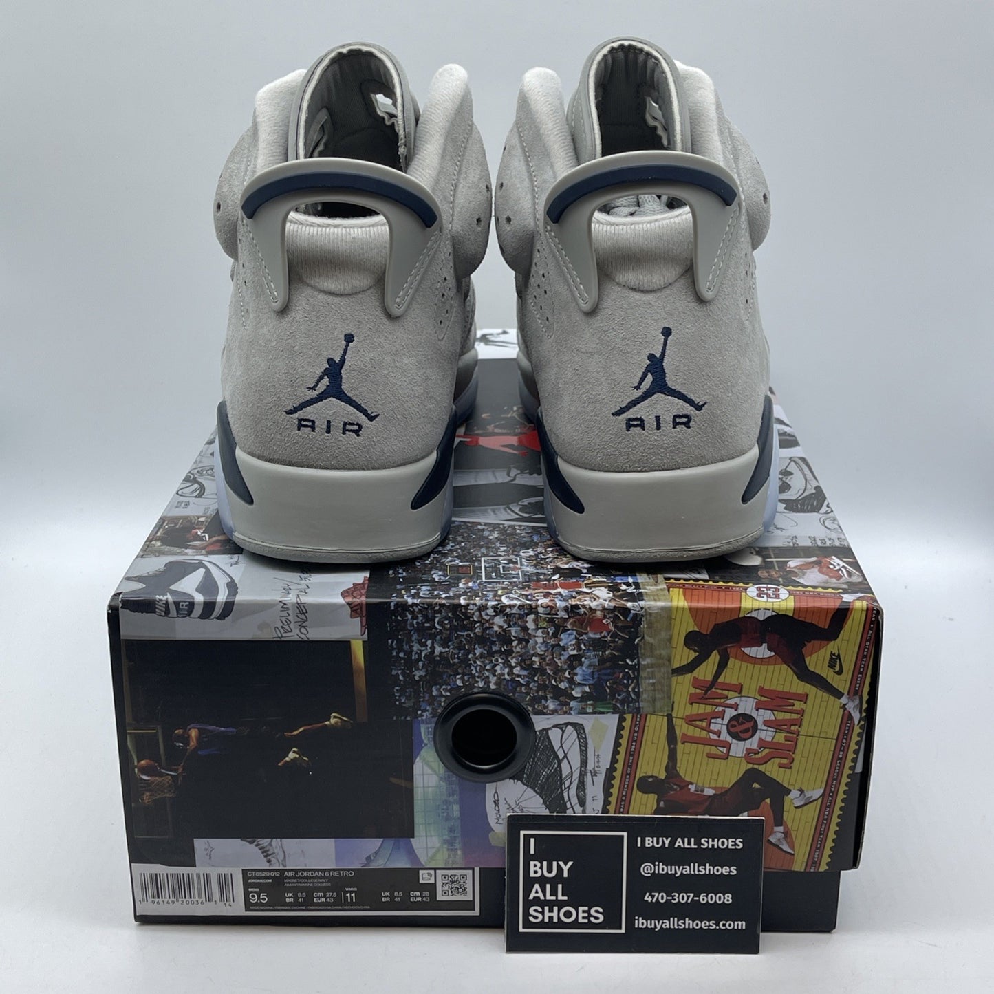 Size 9.5 - Jordan 6 Retro Mid Georgetown Grey Blue Suede (CT8529-012)
