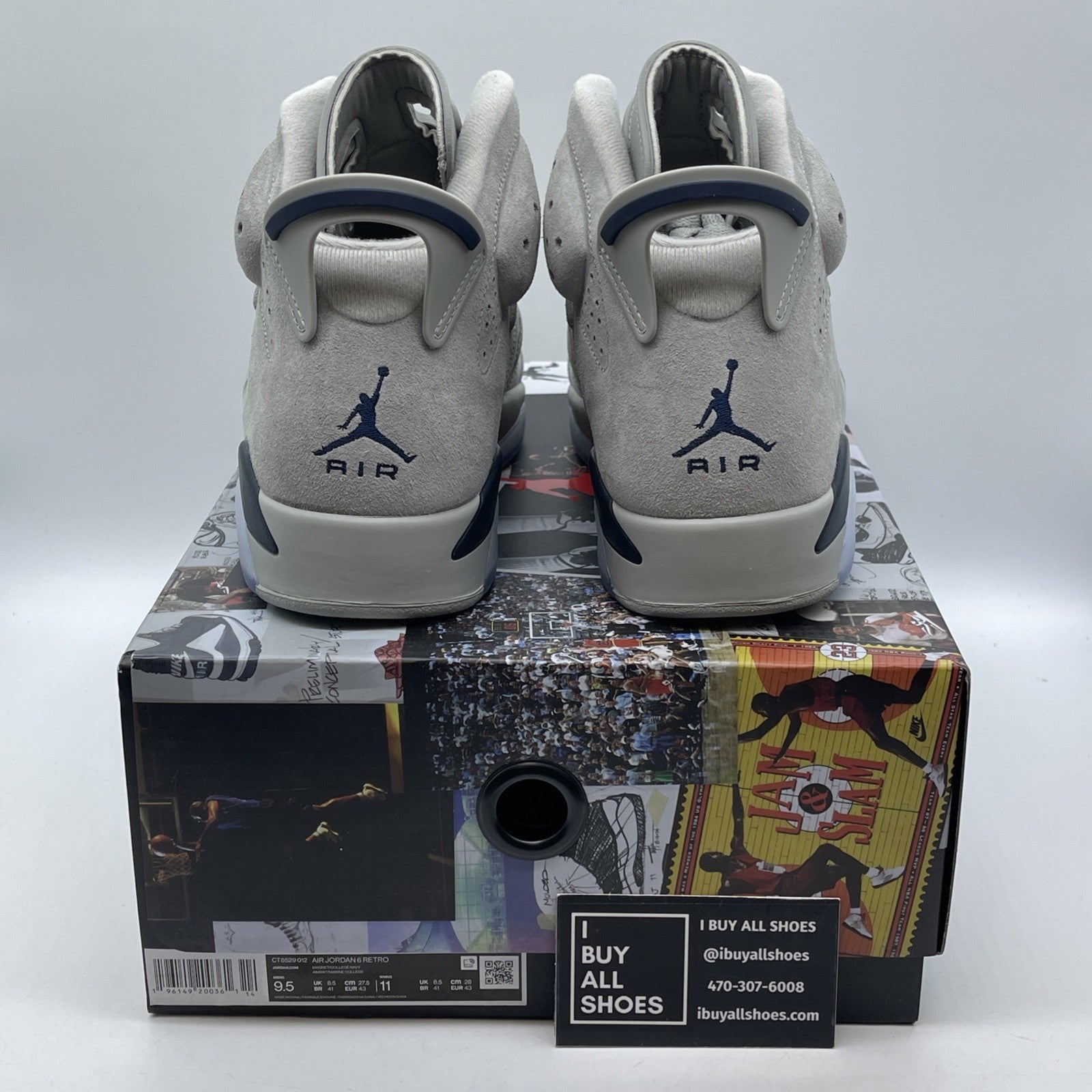 Size 9.5 - Jordan 6 Retro Mid Georgetown Grey Blue Suede (CT8529-012)