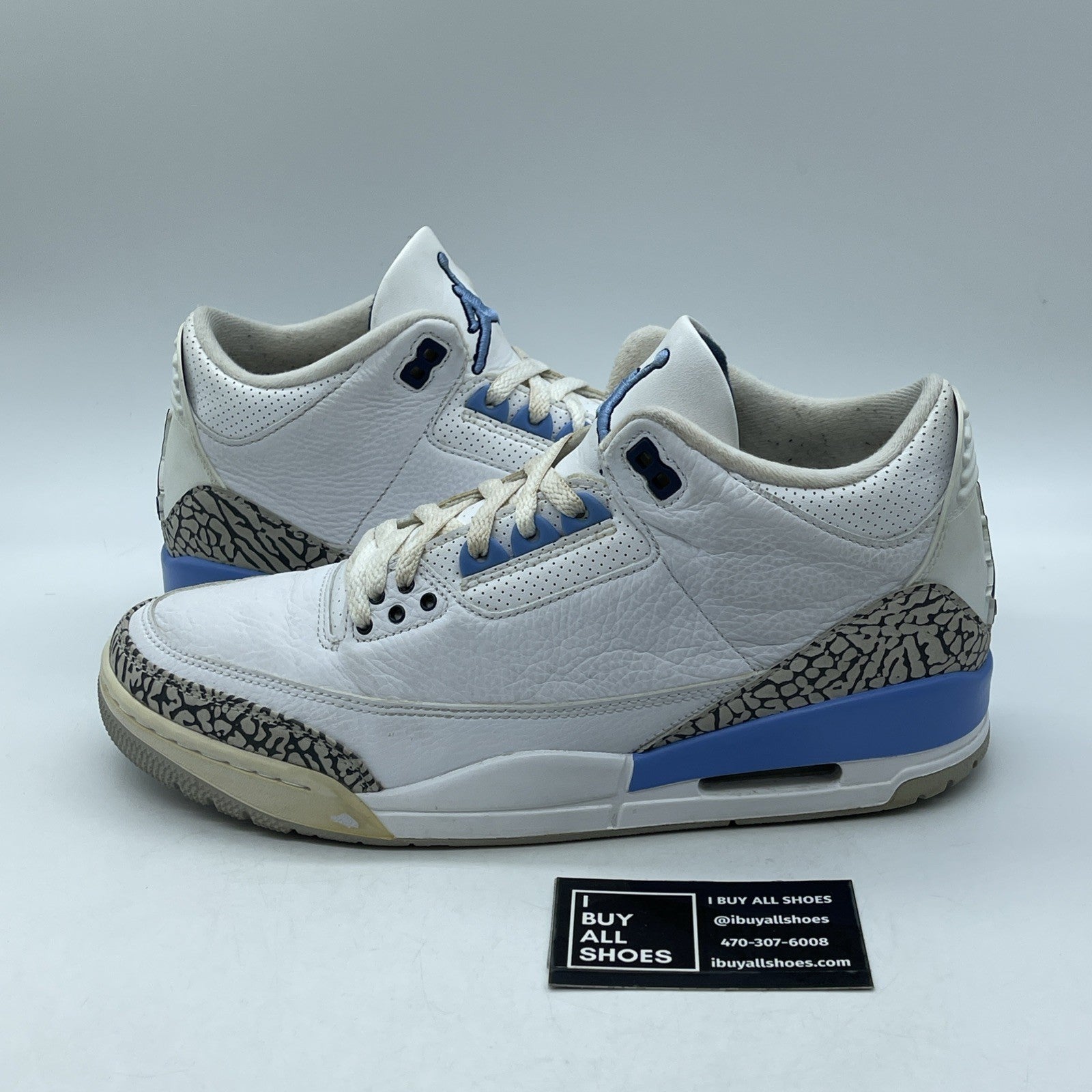 Size 10.5 - Jordan 3 Retro Mid UNC White Grey Blue Suede Leather (CT8532-104)