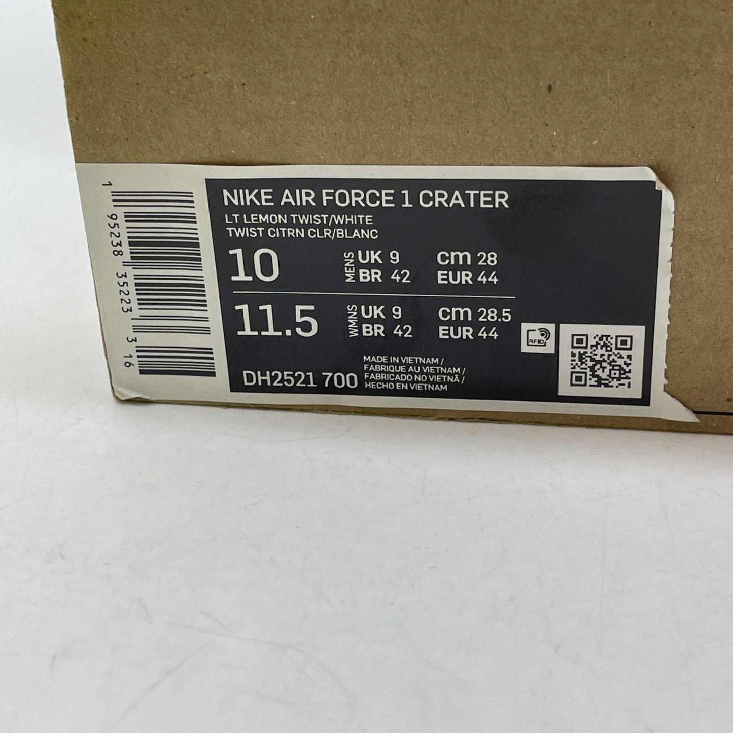 Size 10 - Nike Air Force 1 Crater Light Lemon Twist White (DH2521-700)