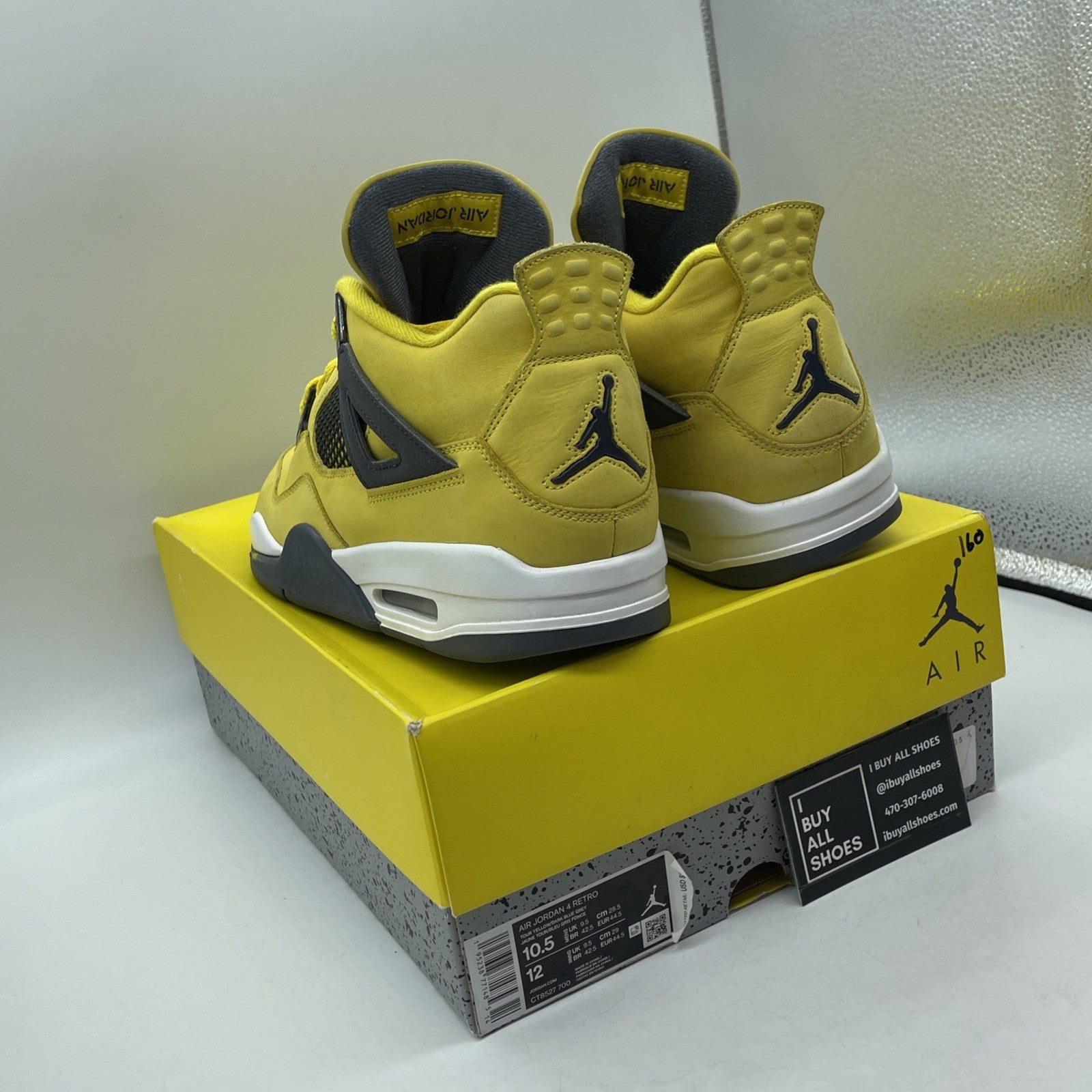 Size 10.5 - Jordan 4 Retro Mid Lightning Yellow Grey Suede Leather (CT8527-700)