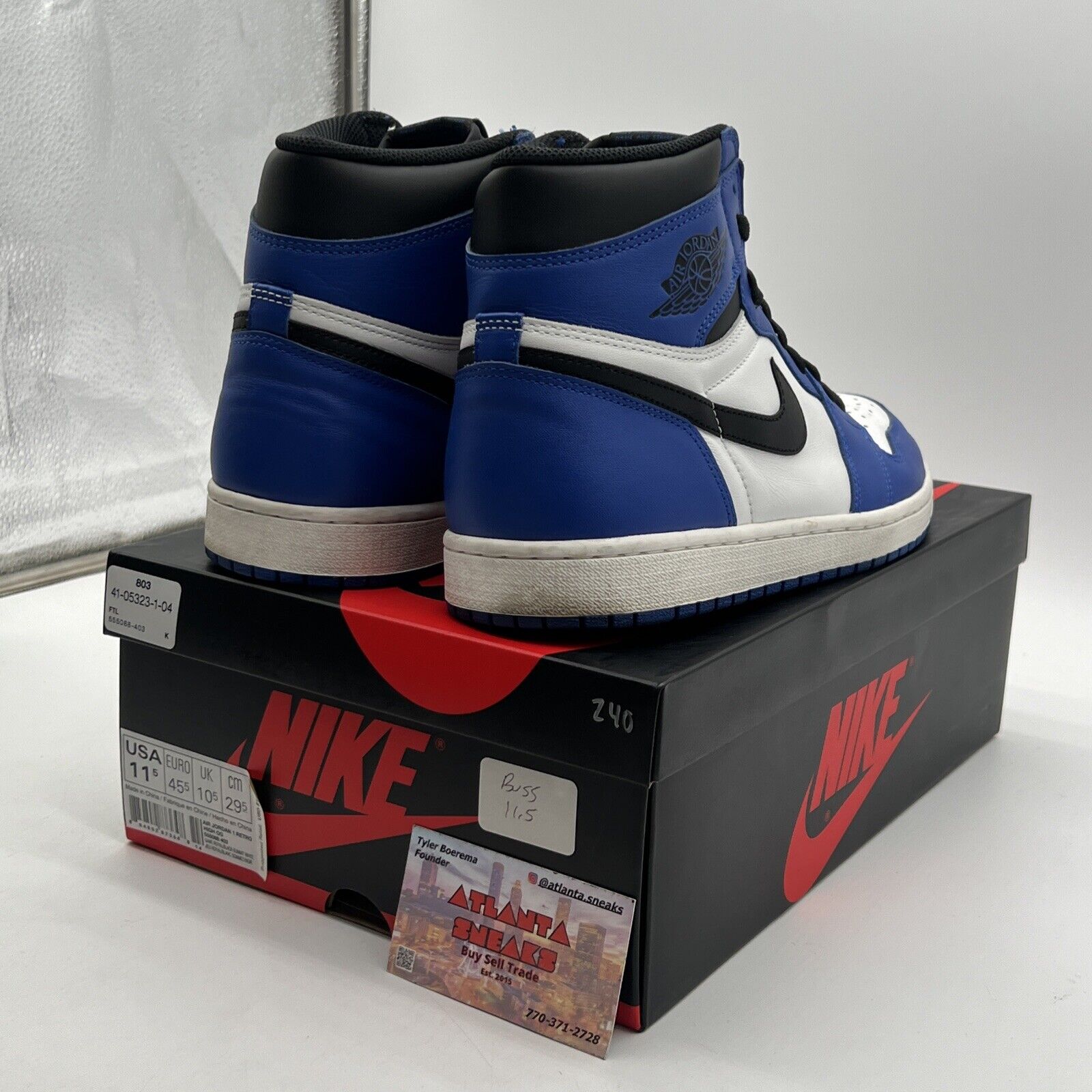 Size 11.5 - Jordan 1 Retro High OG Game Royal 2018 White Black Blue (555088-403)