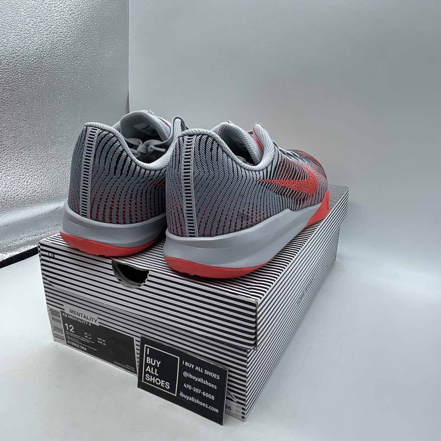 Size 12 - Nike KB Mentality 2 Wolf Grey Bright Crimson (818952-004)