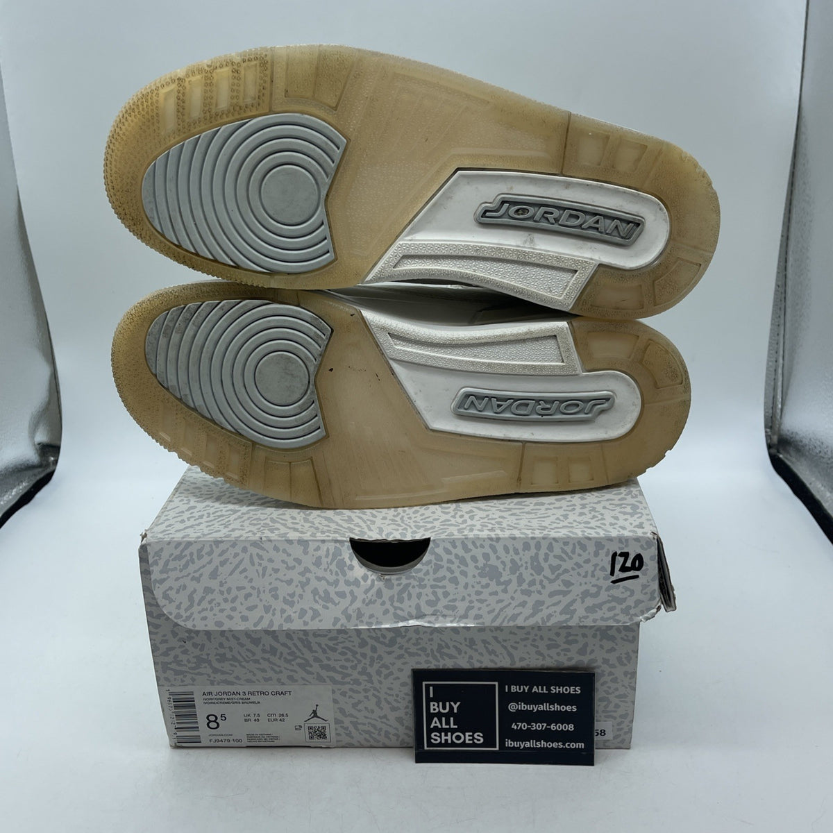 Size 8.5 - Air Jordan 3 Retro Craft Ivory Grey White Leather (FJ9579-100)