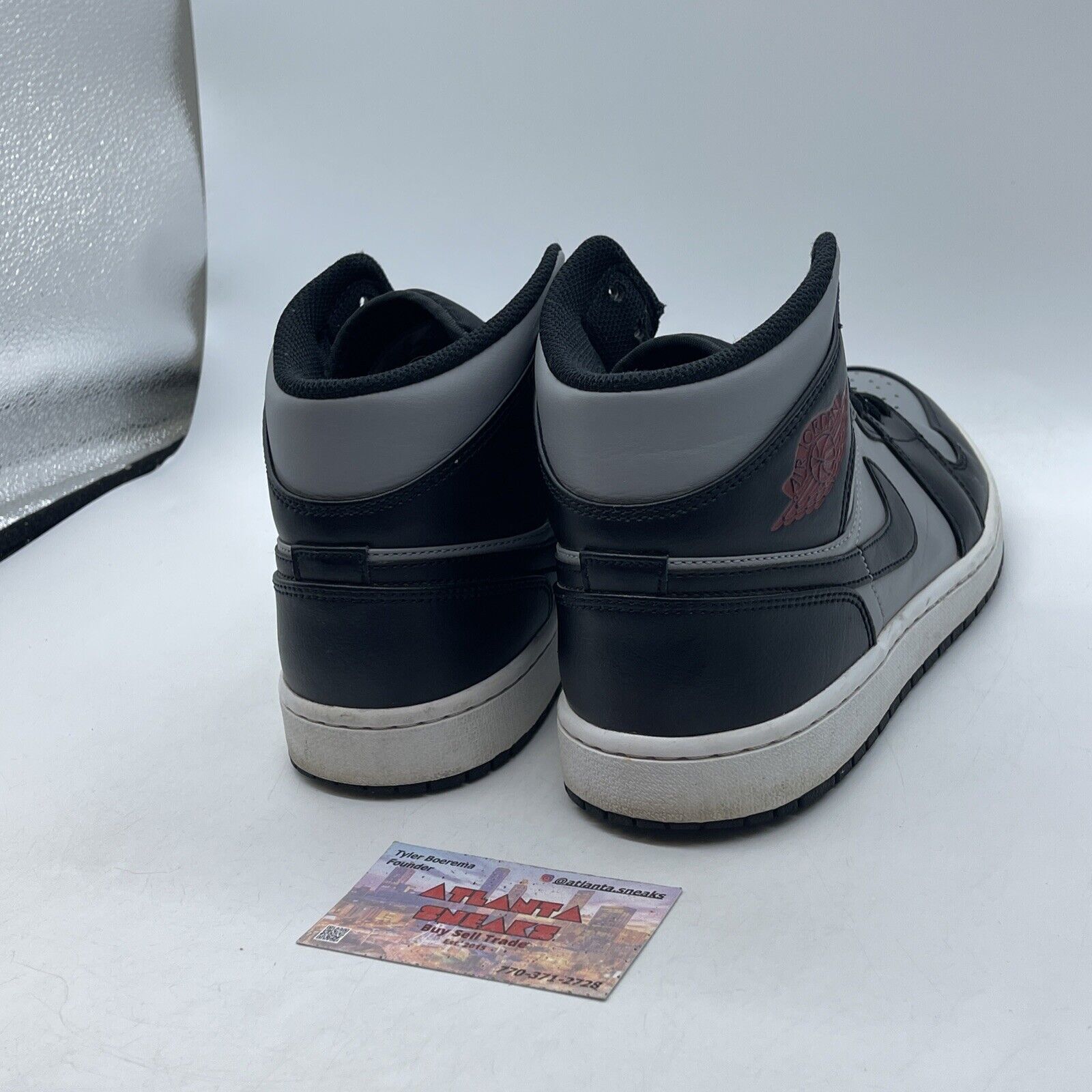 Size 9.5 - Jordan 1 Mid Shadow Grey Black White Leather (554724-096)