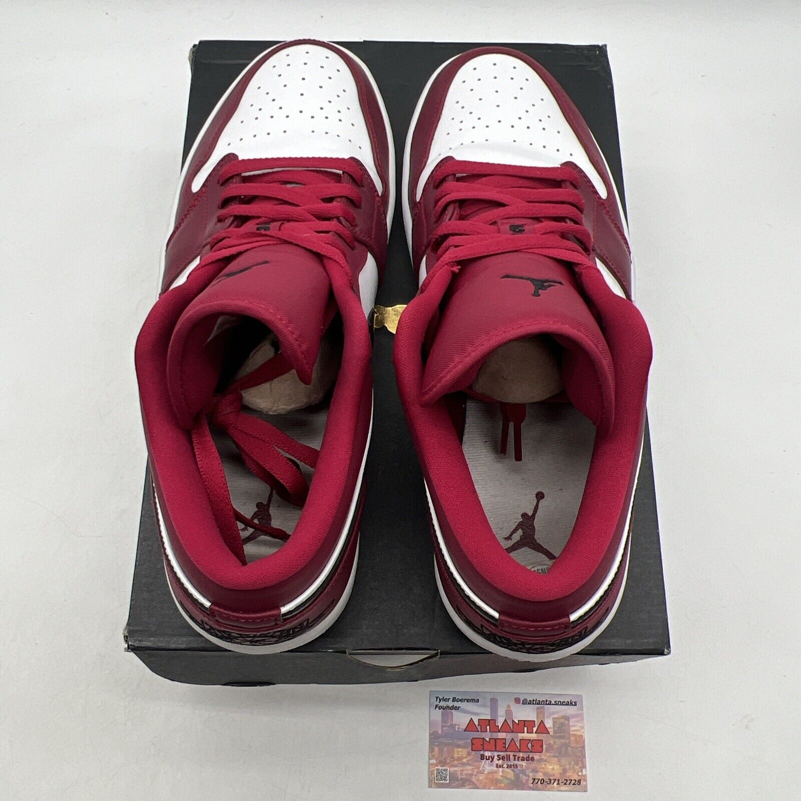 Size 12 - Air Jordan 1 Low Noble Red White Black Leather Maroon (553558-604)