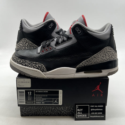 Size 12 - Air Jordan 3 Black Cement Retro release 2011 (136064-010)