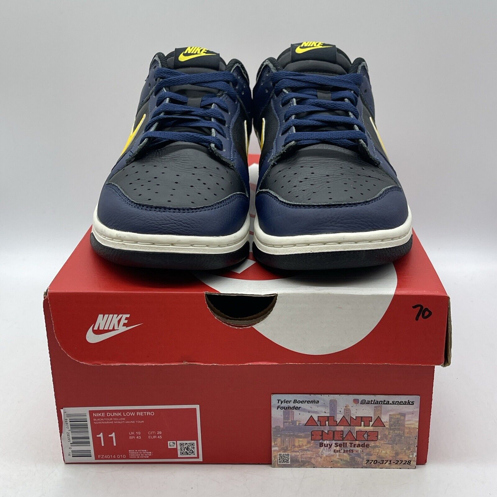 Size 11 - Nike Dunk Low Vintage Michigan Black Blue Yellow Leather (FZ4014-010)