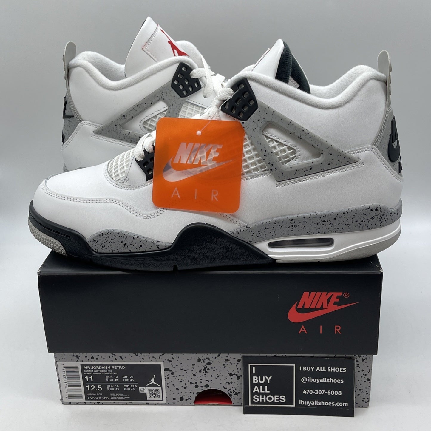 Size 11 - Air Jordan 4 Retro OG Mid White Cement Leather (FV5029-100)